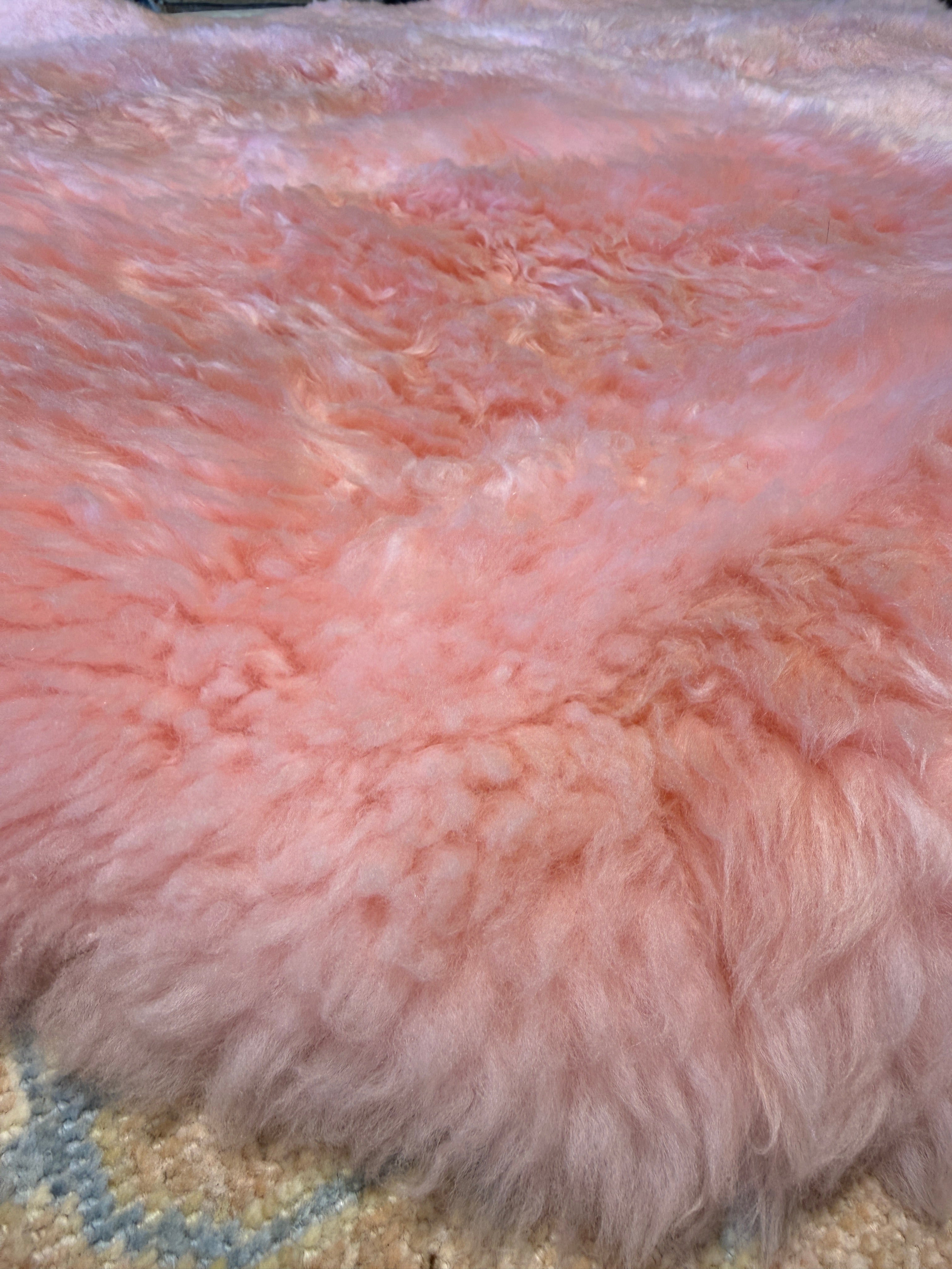 Six Pelt Light Pink Sheepskin Rug