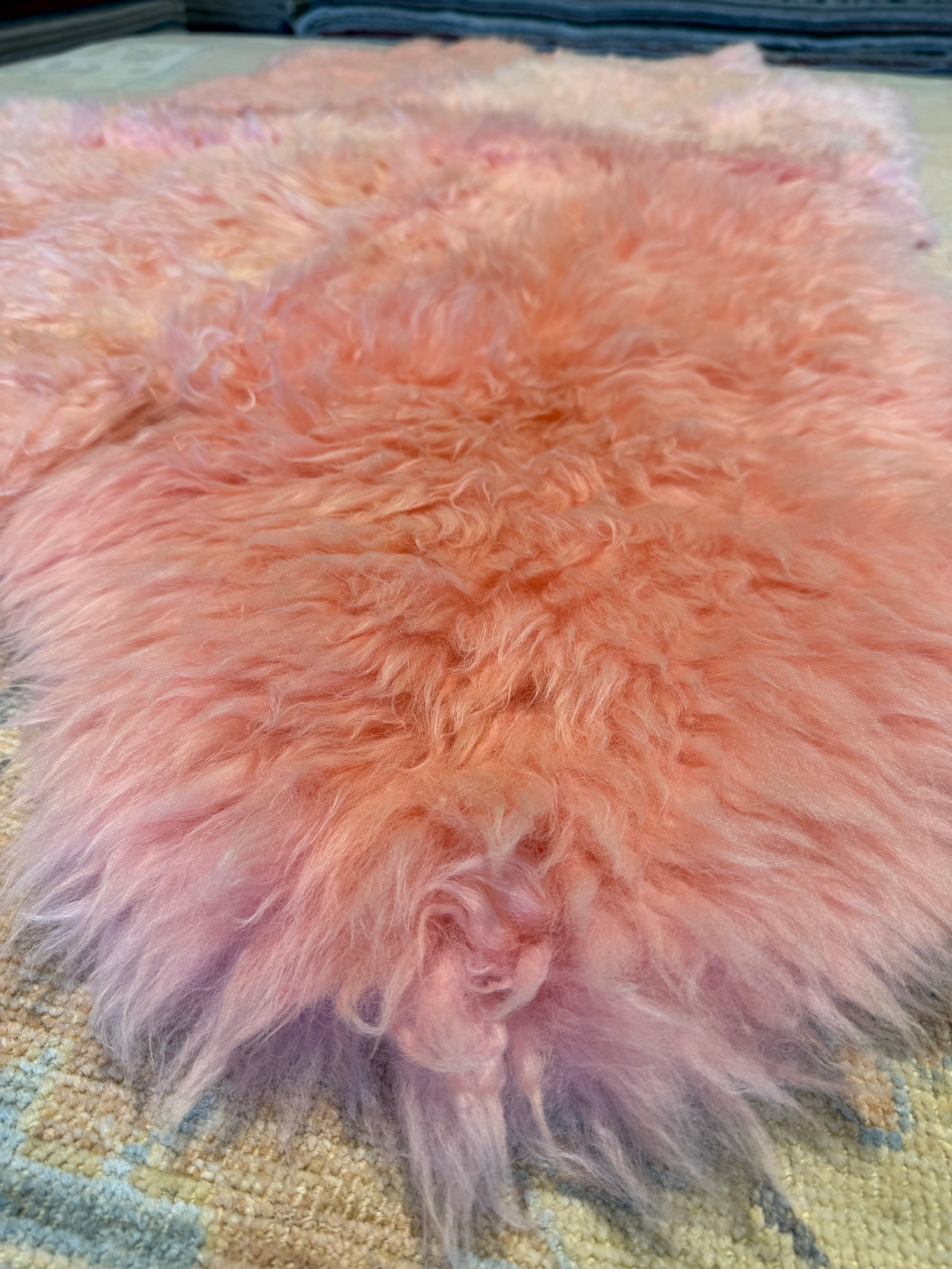 Four Pelt Light Pink Sheepskin Rug