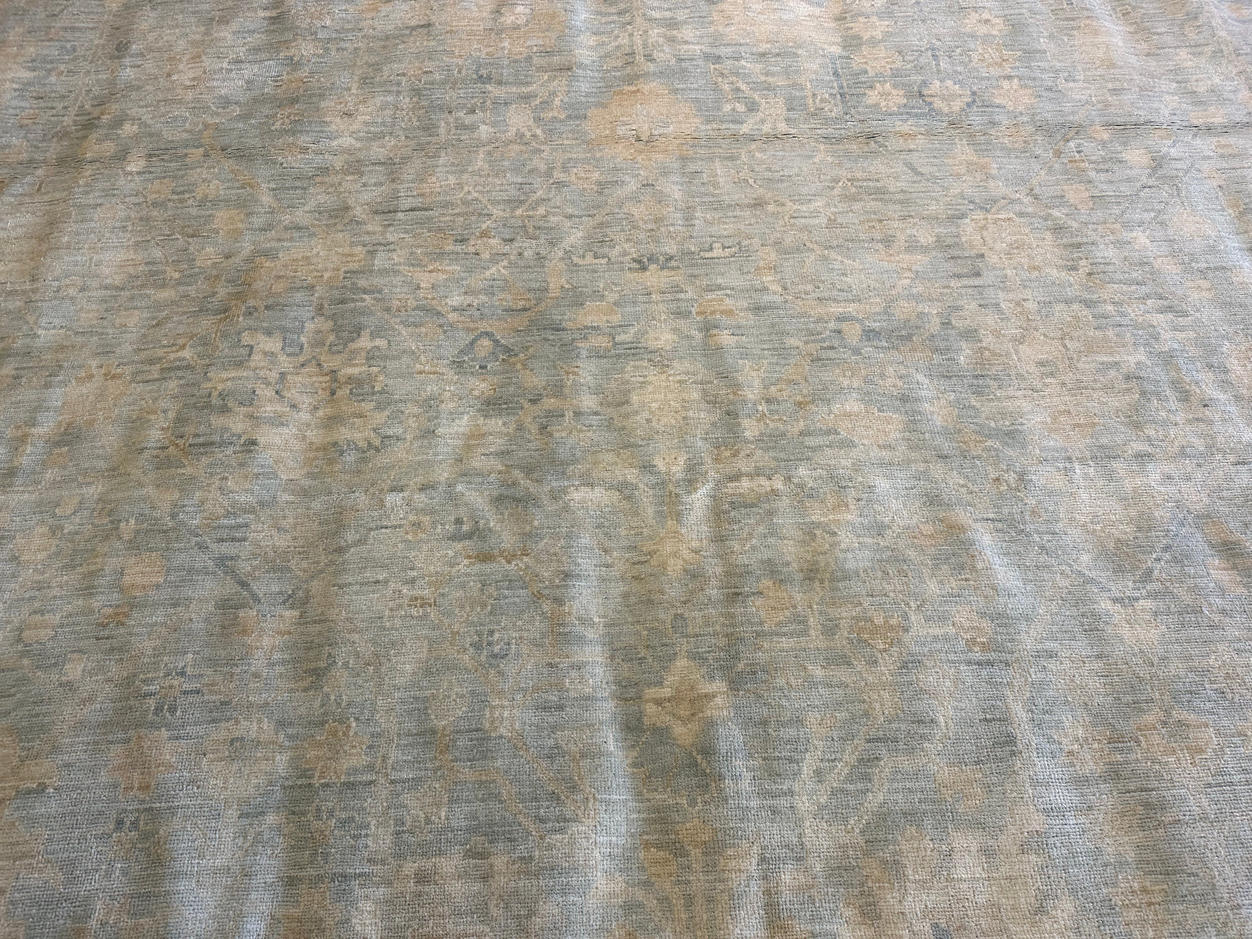 Kenzie 12.11x17.8 Blue Whitewashed Afghani Oushak Rug