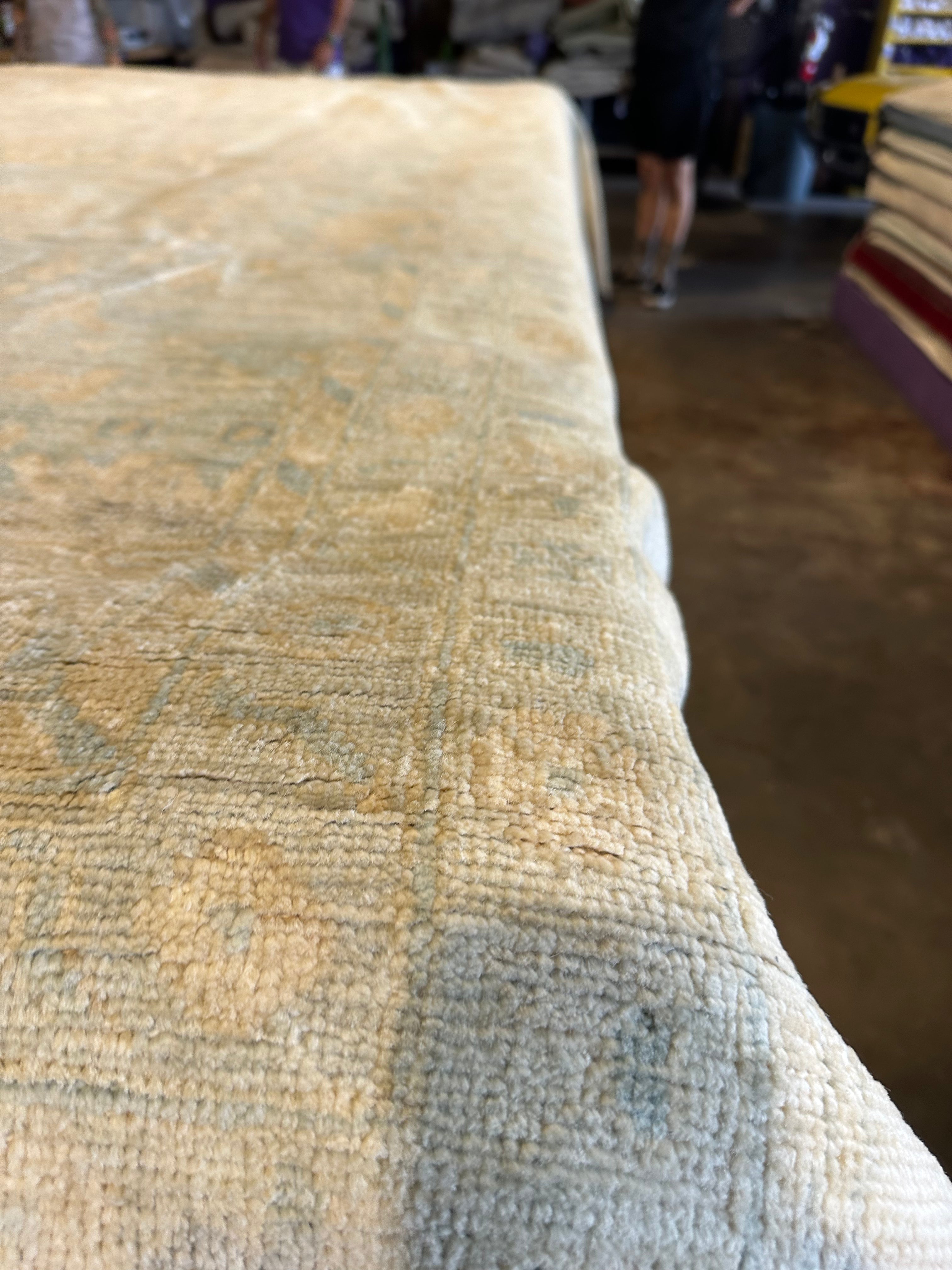 Kenzie 12.11x17.8 Blue Whitewashed Afghani Oushak Rug