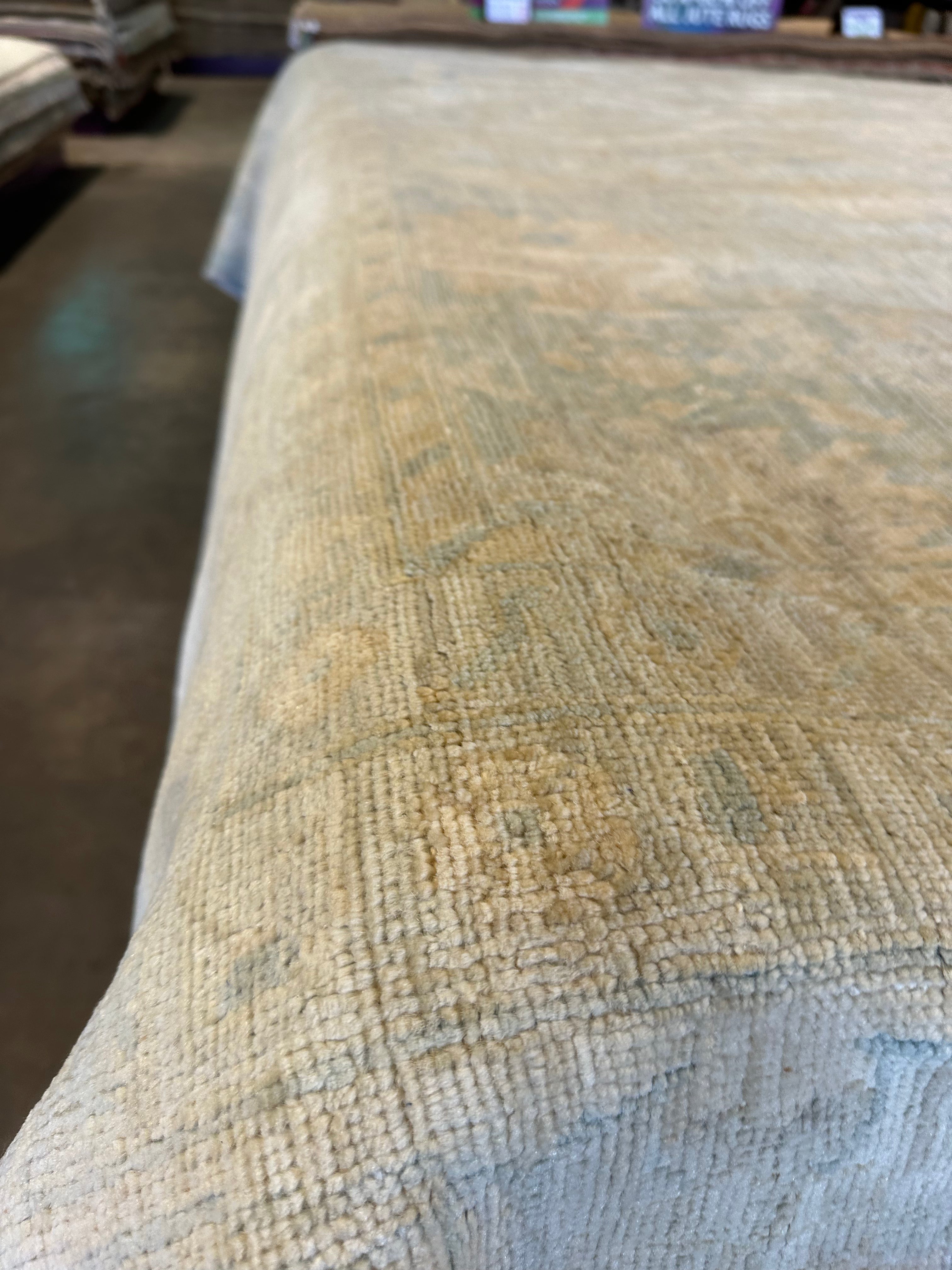 Kenzie 12.11x17.8 Blue Whitewashed Afghani Oushak Rug