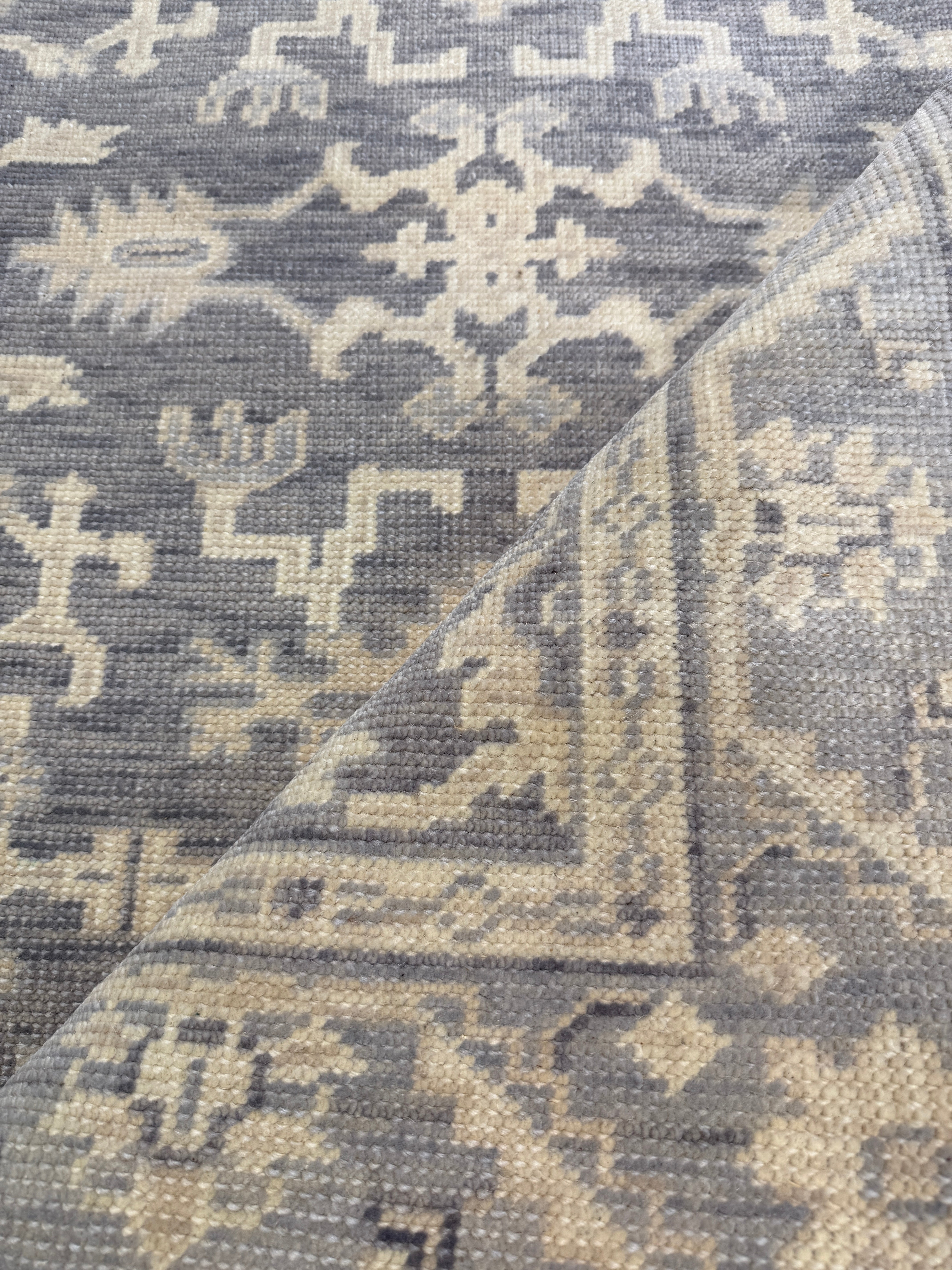 Angela Dorian 4x5.9 Hand-Knotted Grey & Silver Oushak