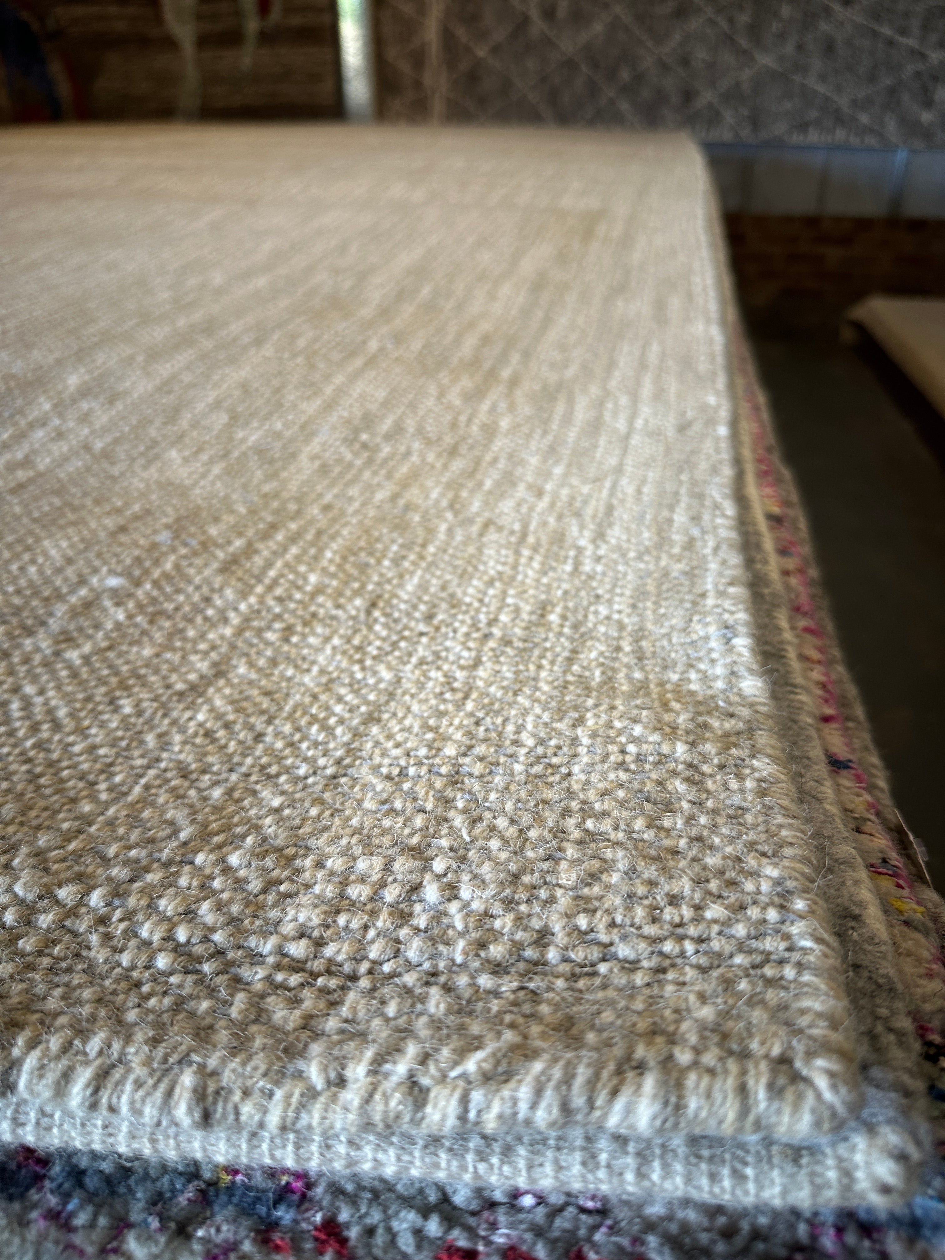 Caeser Flickerman 10x14 Hand-Woven Durrie Textured Beige