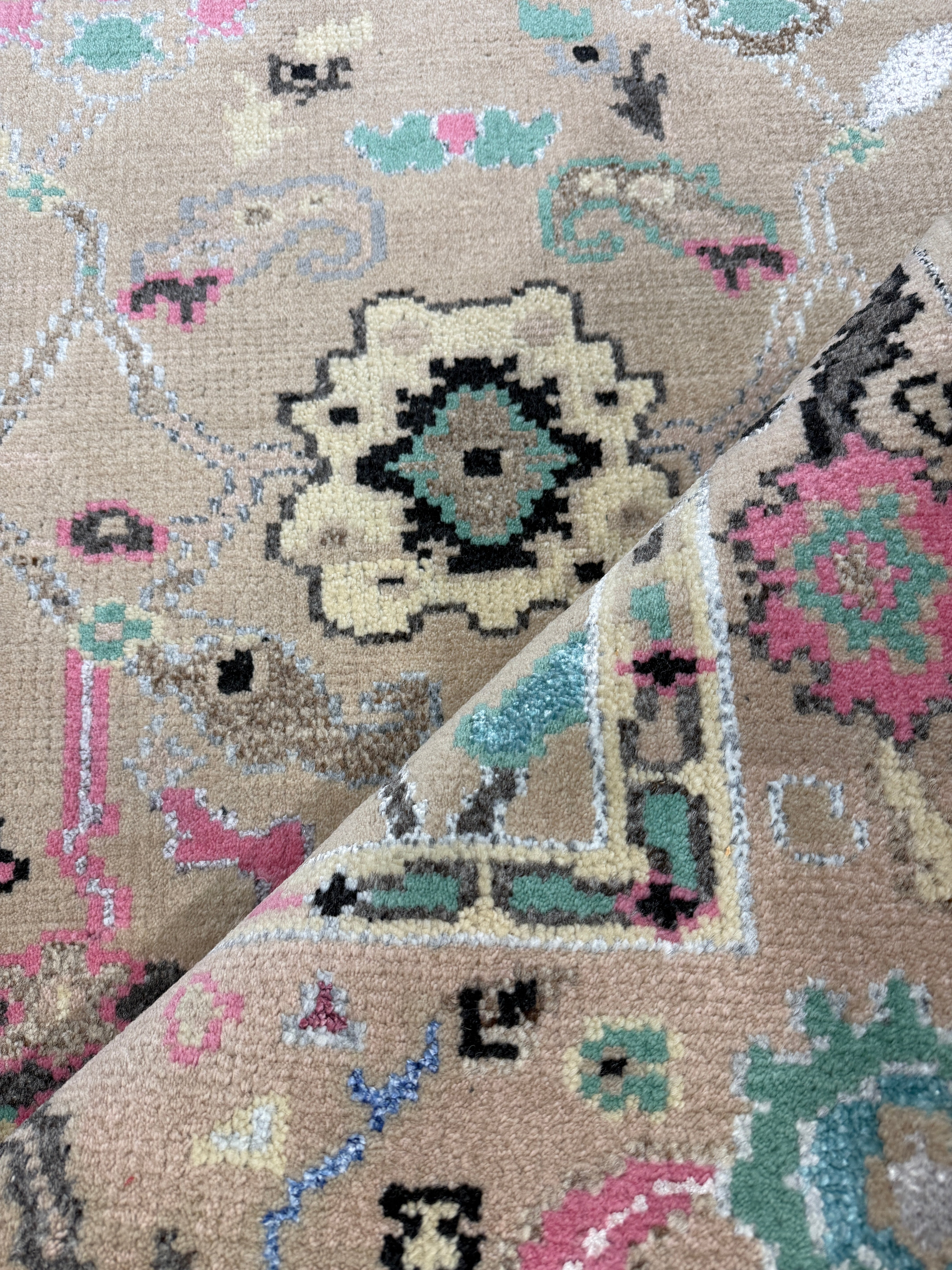 Nicole Fortuin  4x6.6 Hand-Knotted Oushak Rug Tan