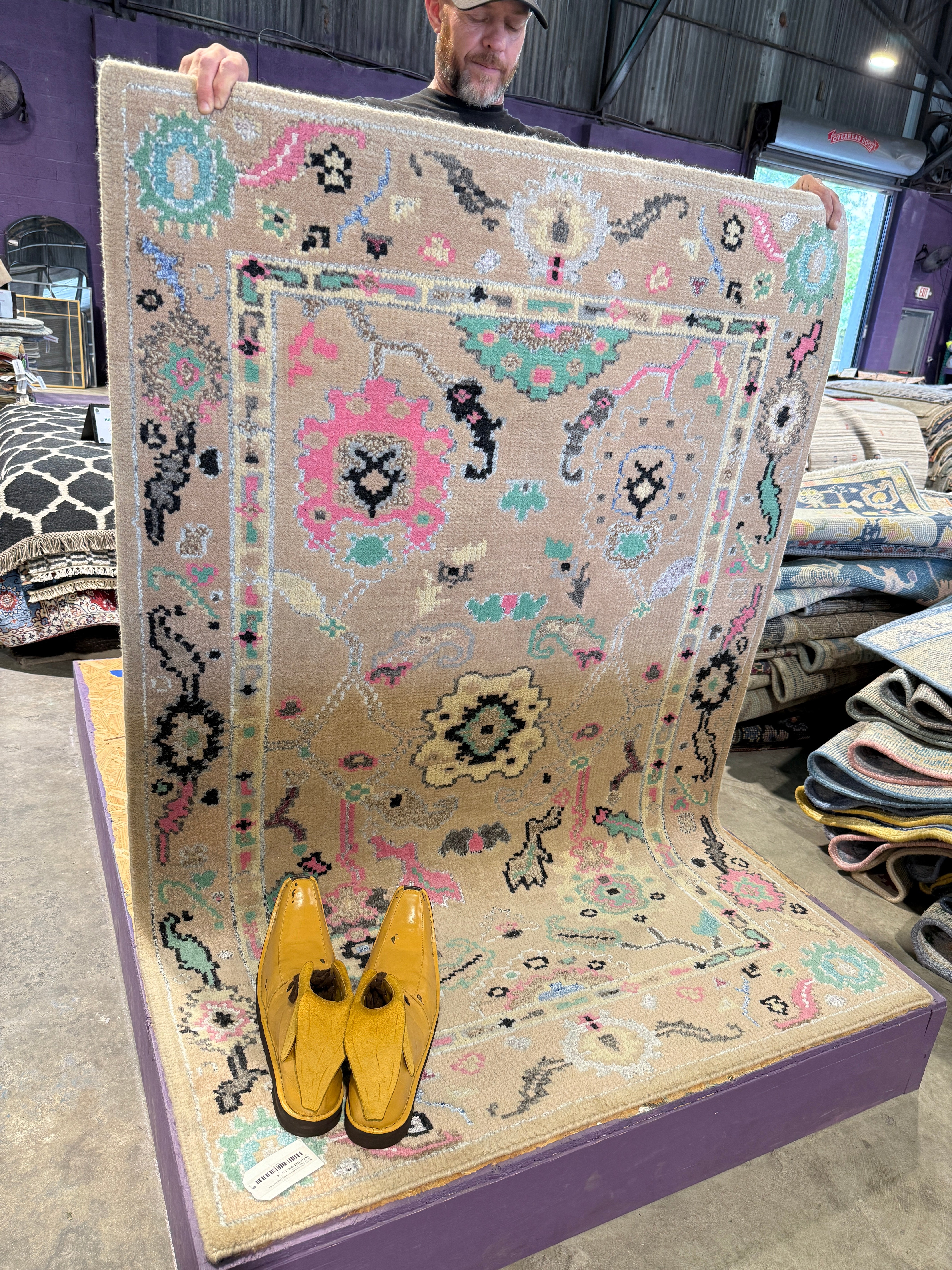 Nicole Fortuin  4x6.6 Hand-Knotted Oushak Rug Tan