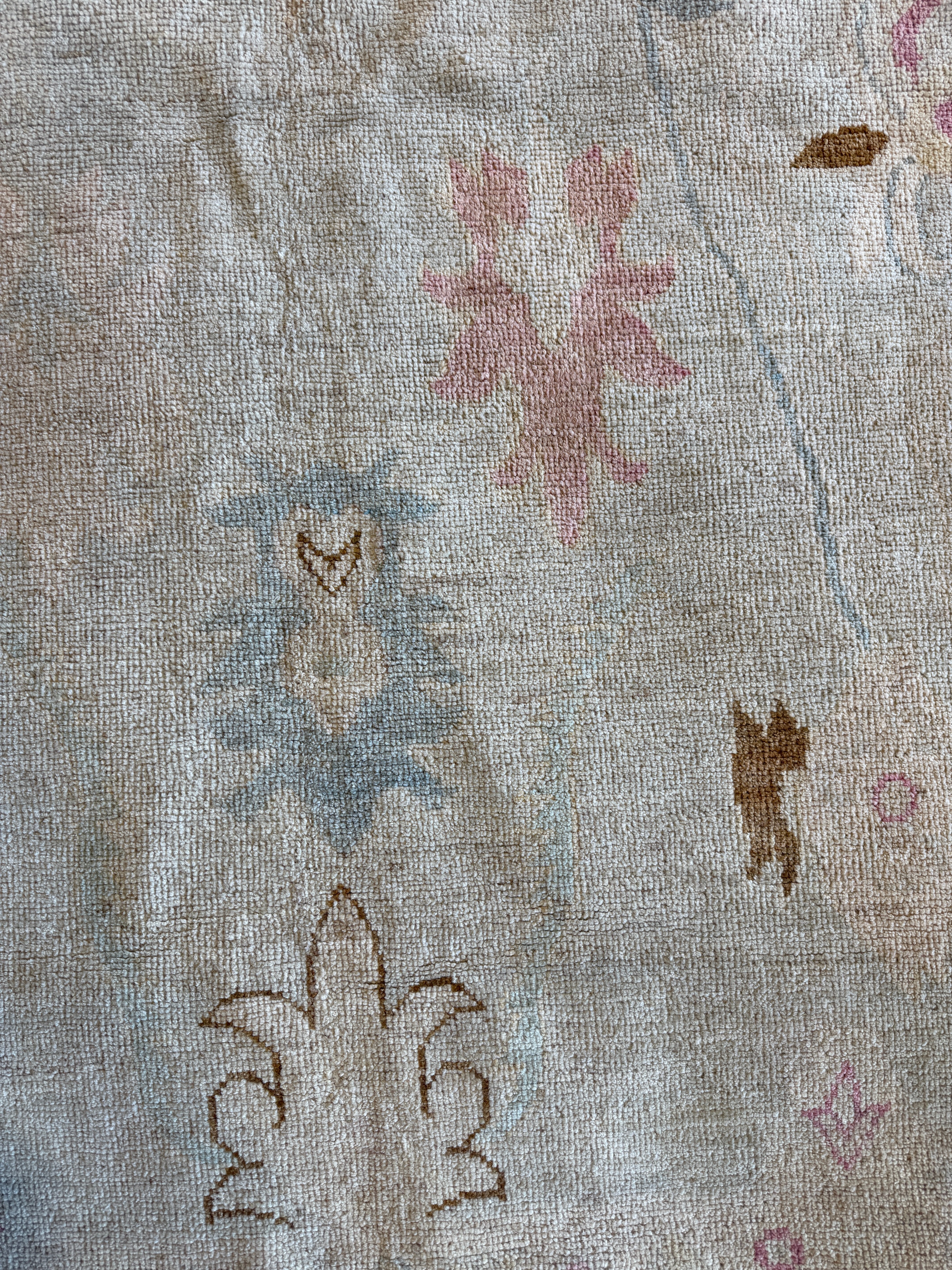 Alexandra Harkin 5.5x7.8 Blue & Pink Whitewashed Afghani Oushak Rug