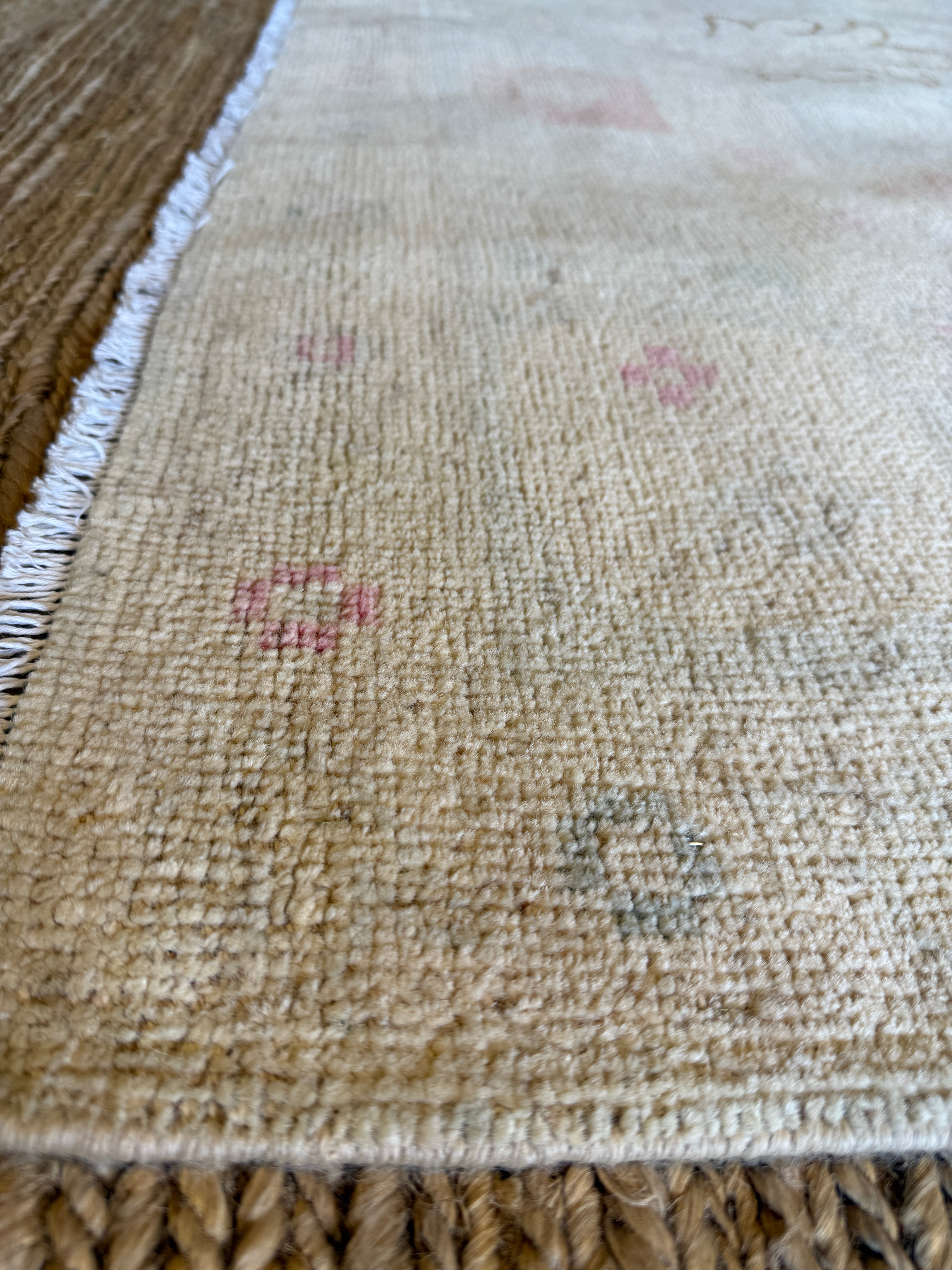 Alexandra Harkin 5.5x7.8 Blue & Pink Whitewashed Afghani Oushak Rug