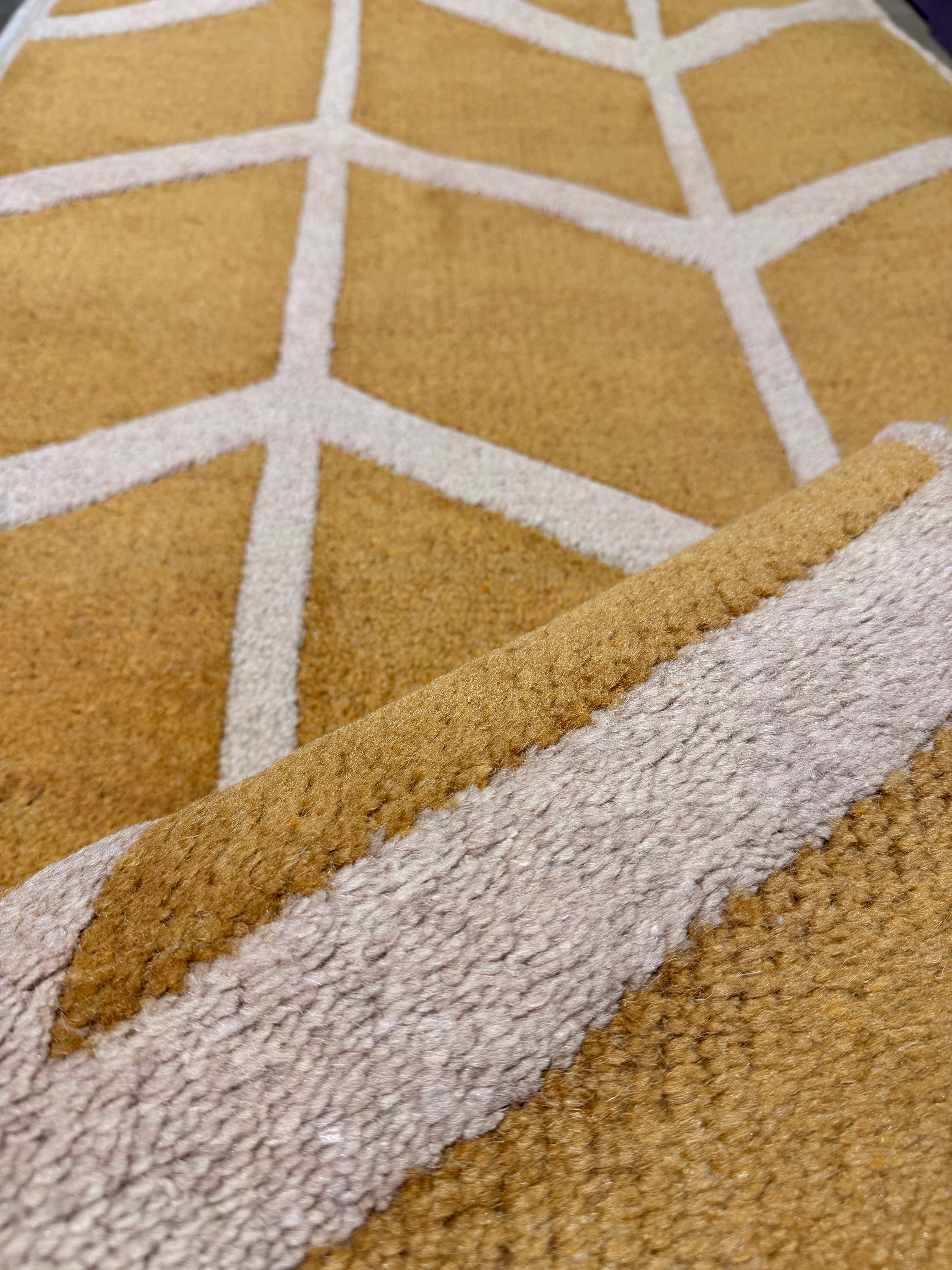 Giralda 2.6x14 Rust & Beige Modern Hand Knotted