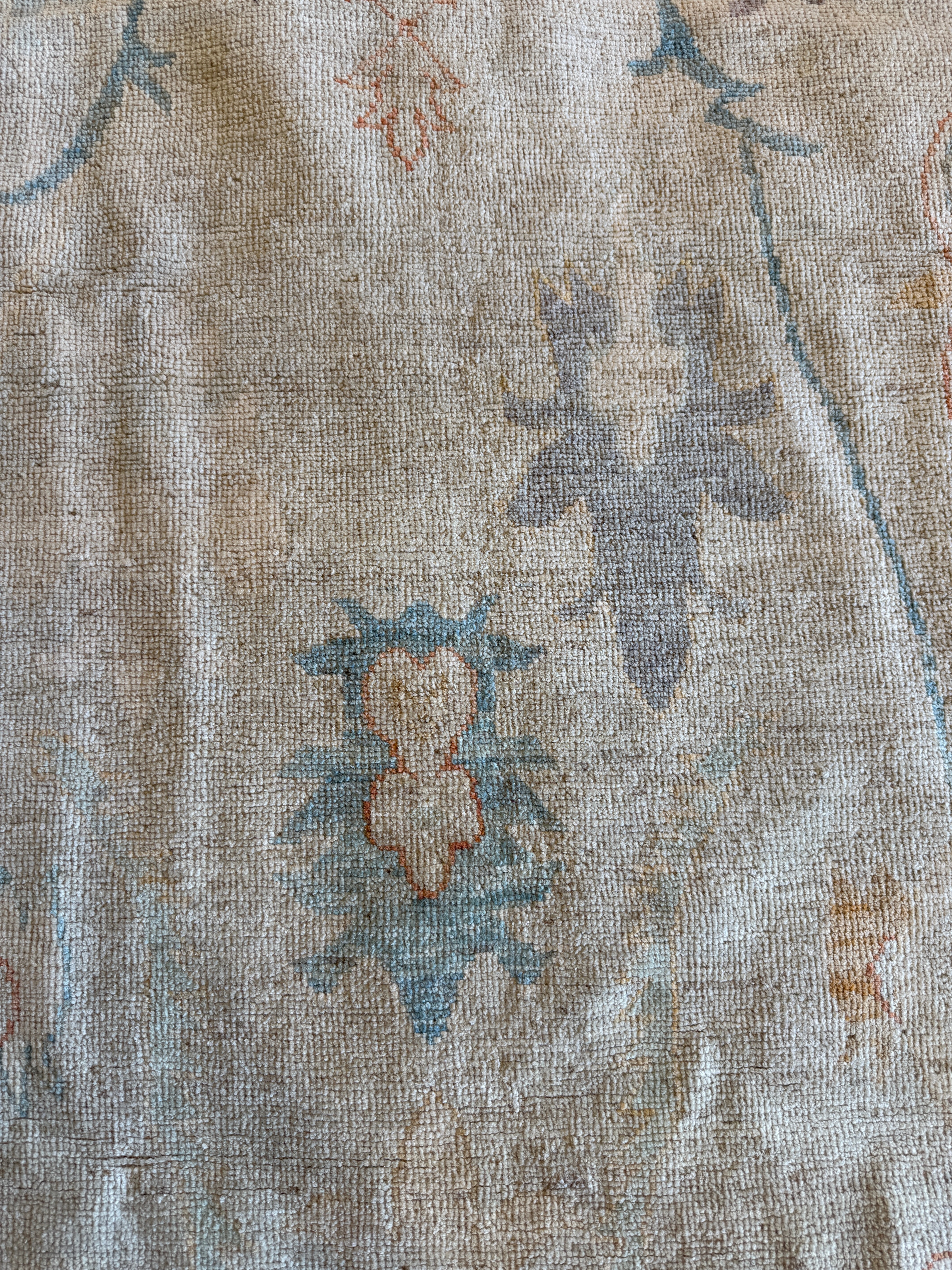 Michaela Kurimsky 5.4x7.8 Blue & Orange Whitewashed Afghani Oushak Rug