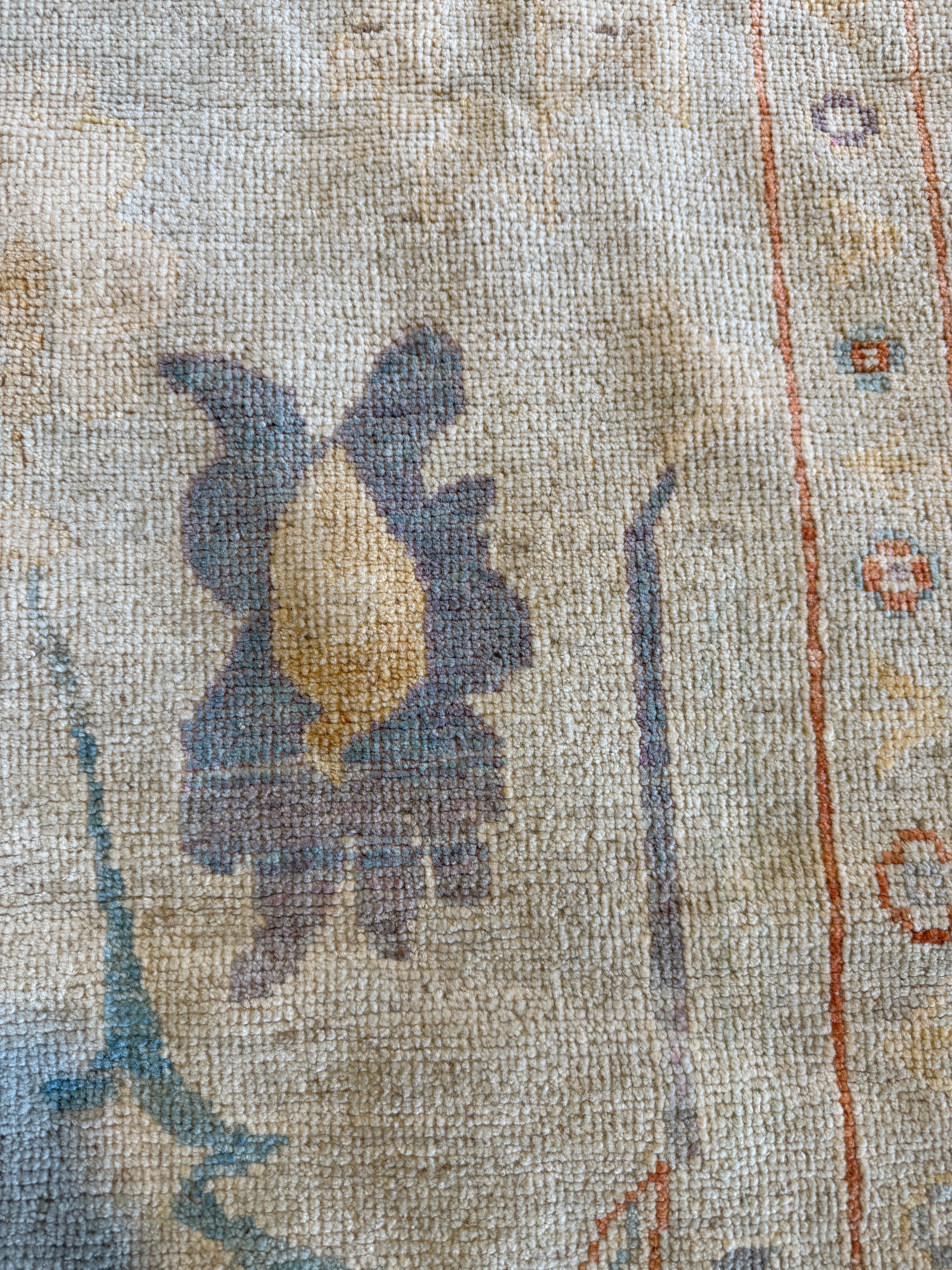 Michaela Kurimsky 5.4x7.8 Blue & Orange Whitewashed Afghani Oushak Rug