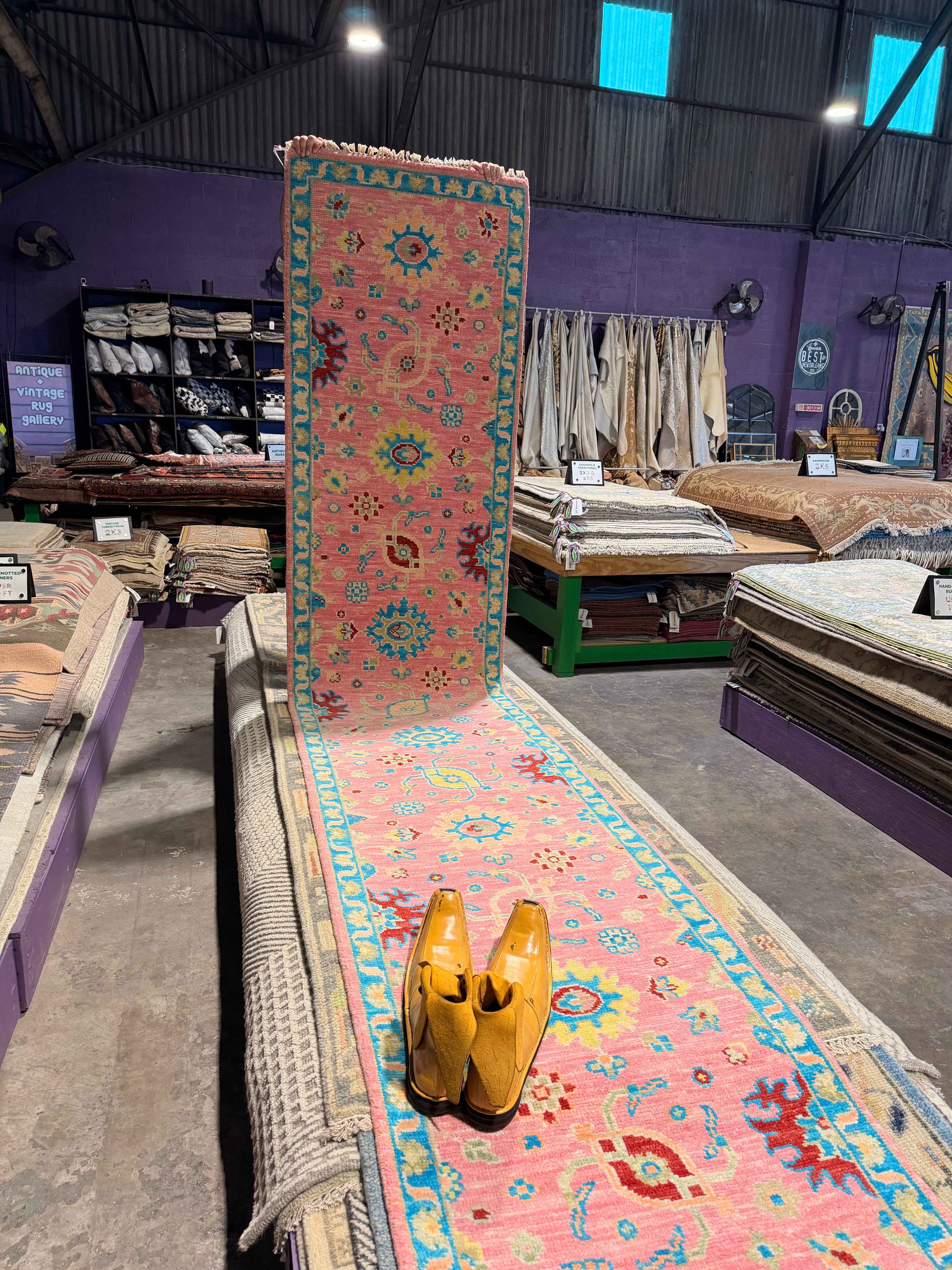 Zabryna Guevara 2.6x16.6 Pink Hand-Knotted Oushak Runner