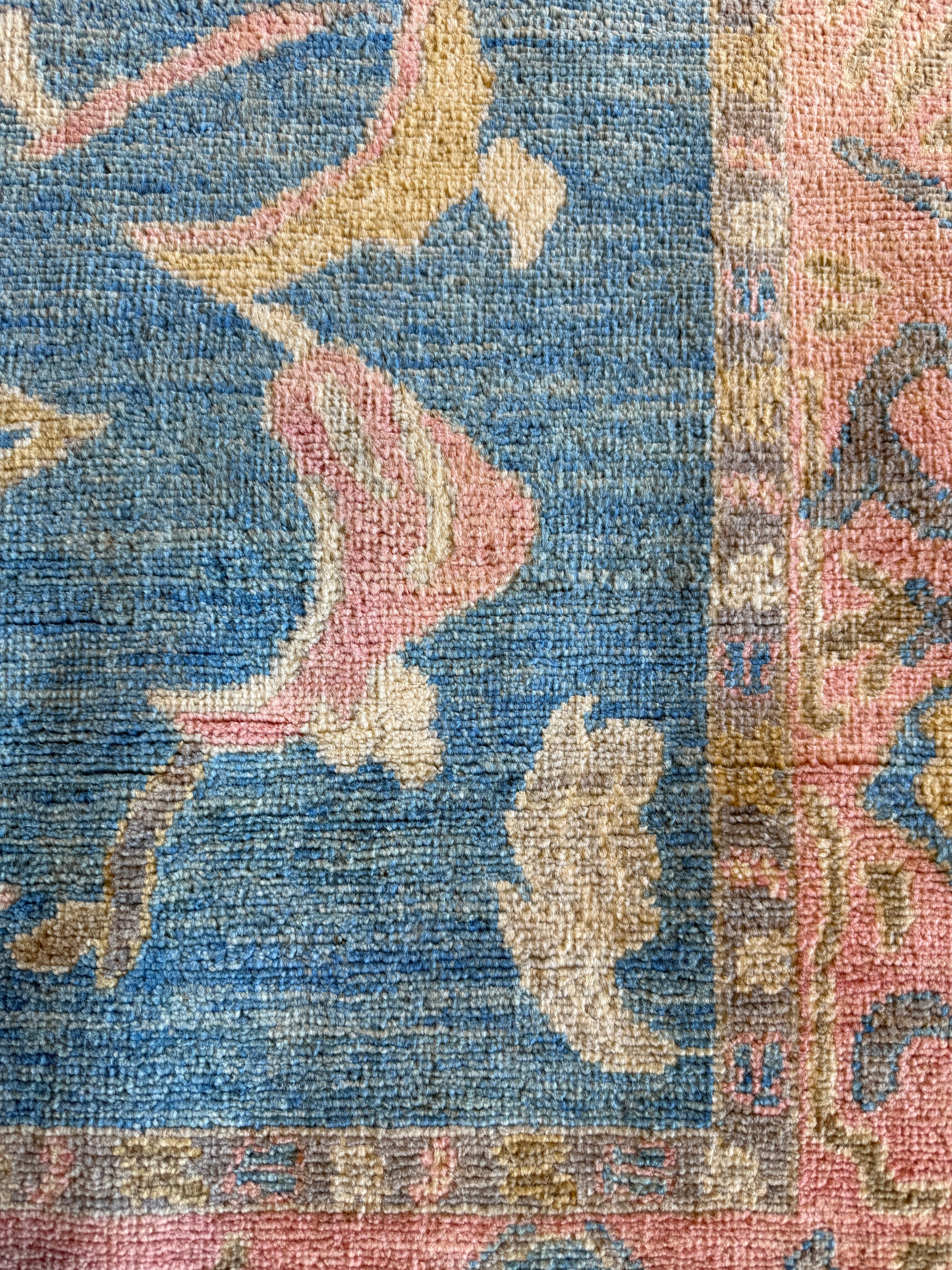 Emma 4x6.10 Blue & Pink Afghani Oushak Rug