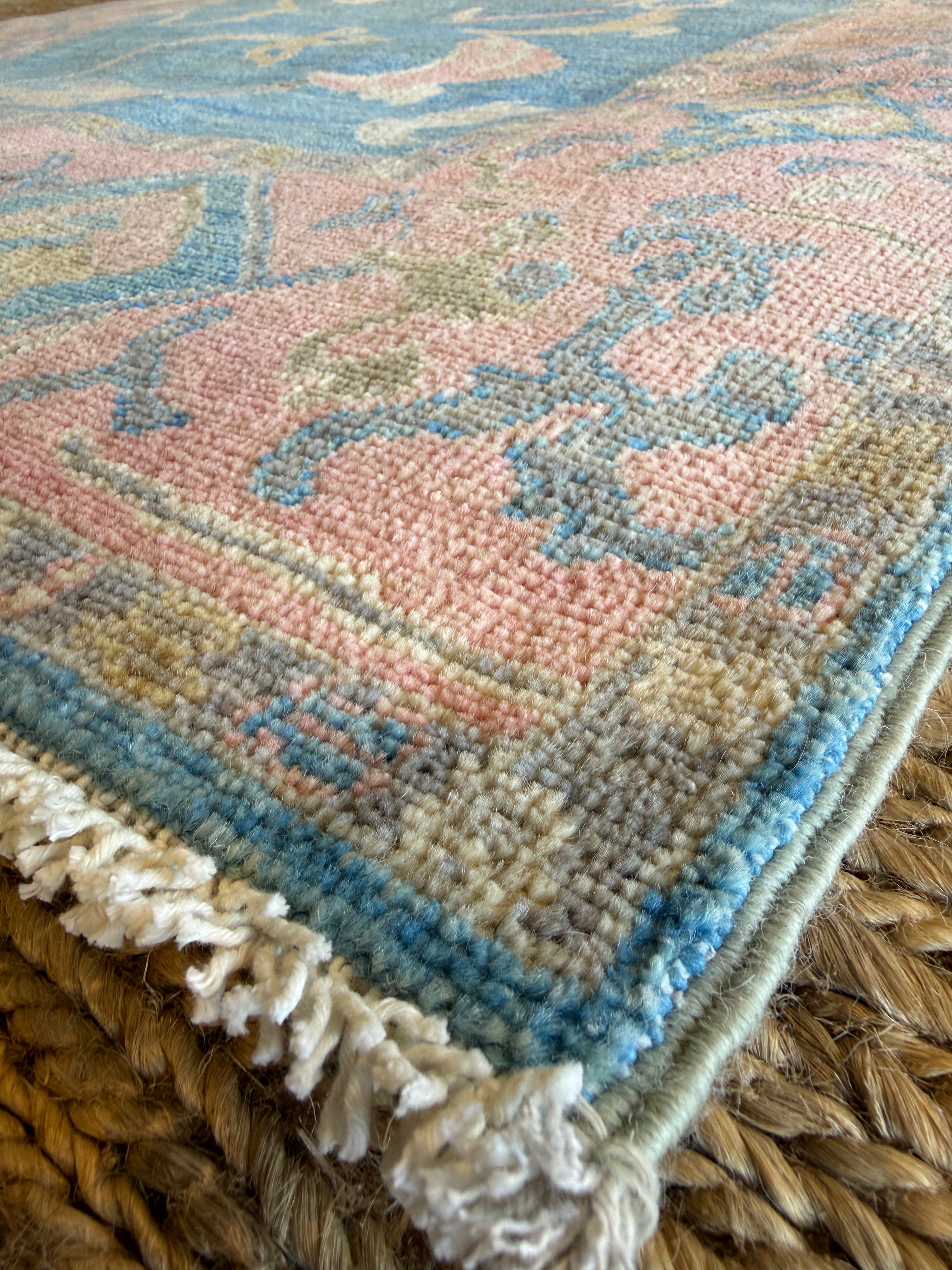 Emma 4x6.10 Blue & Pink Afghani Oushak Rug