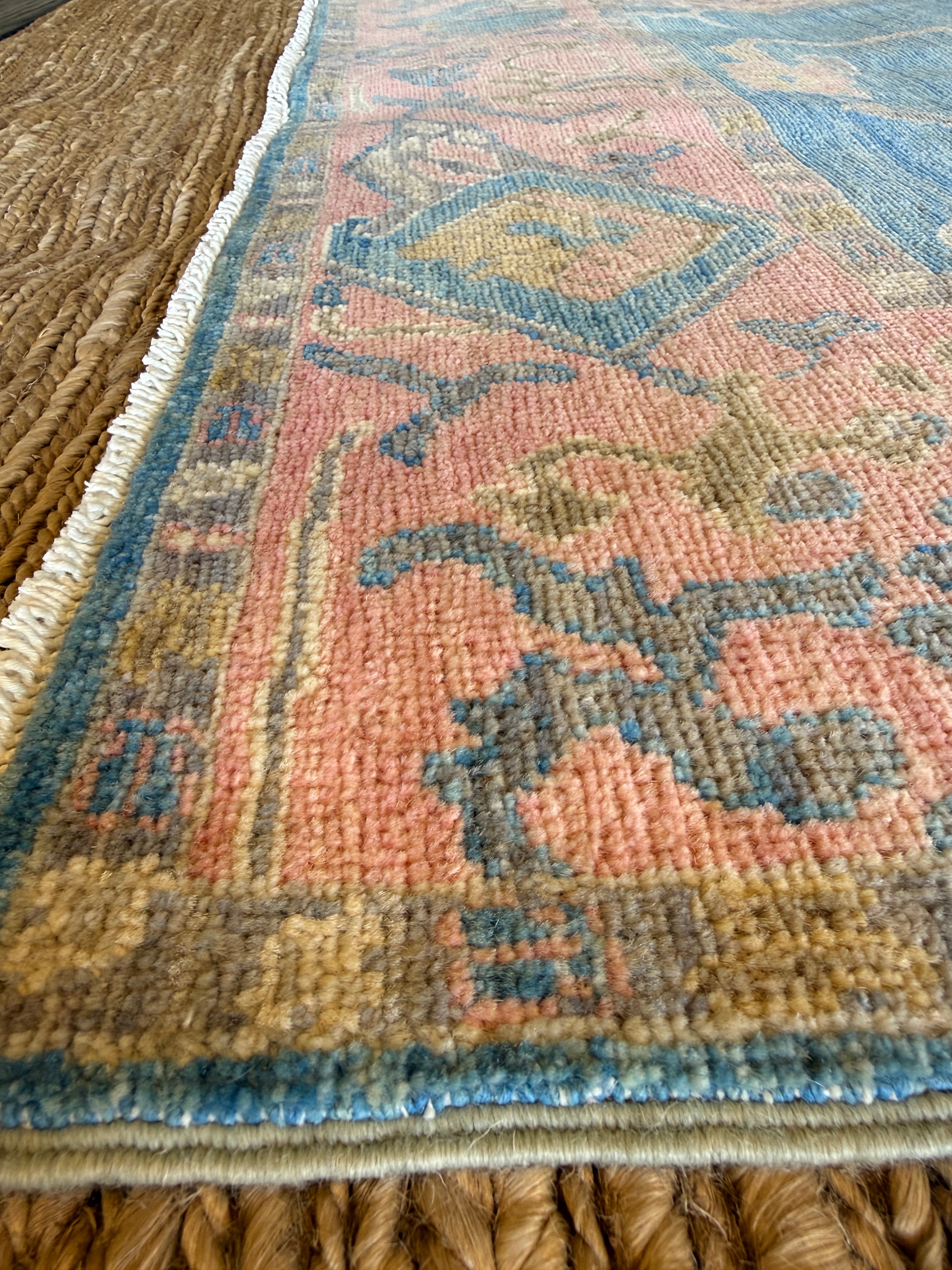 Emma 4x6.10 Blue & Pink Afghani Oushak Rug