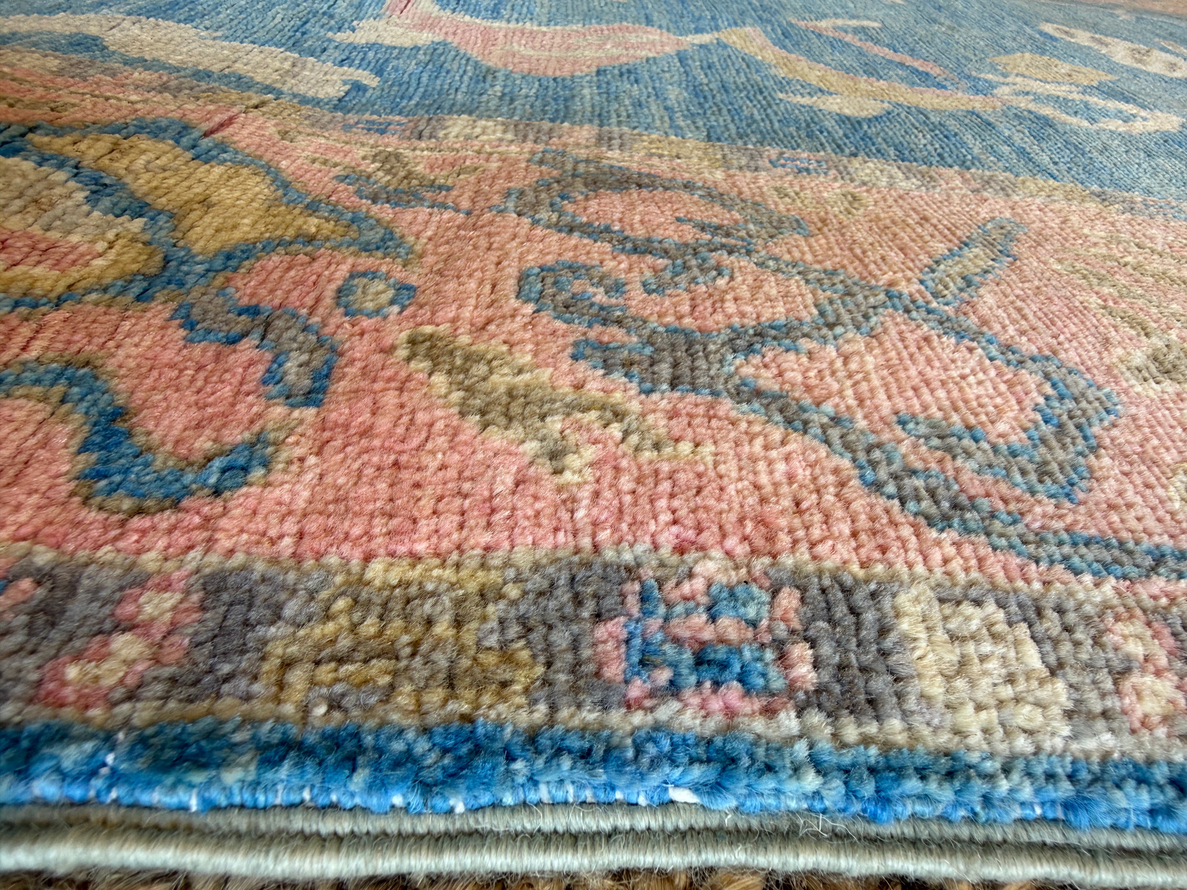 Emma 4x6.10 Blue & Pink Afghani Oushak Rug