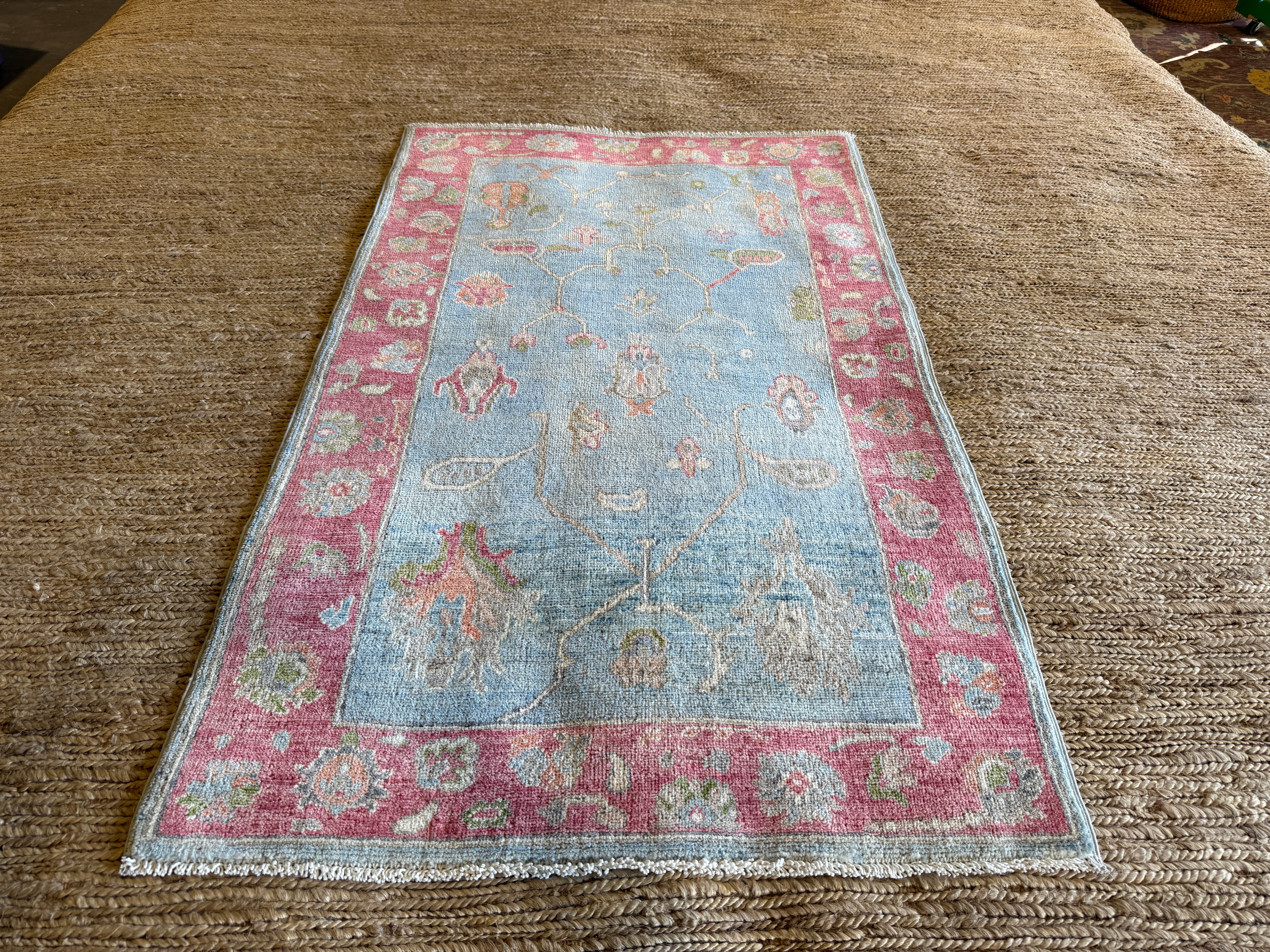 Shaeane Jimenez 3x4.10 Blue & Pink Afghani Oushak Rug