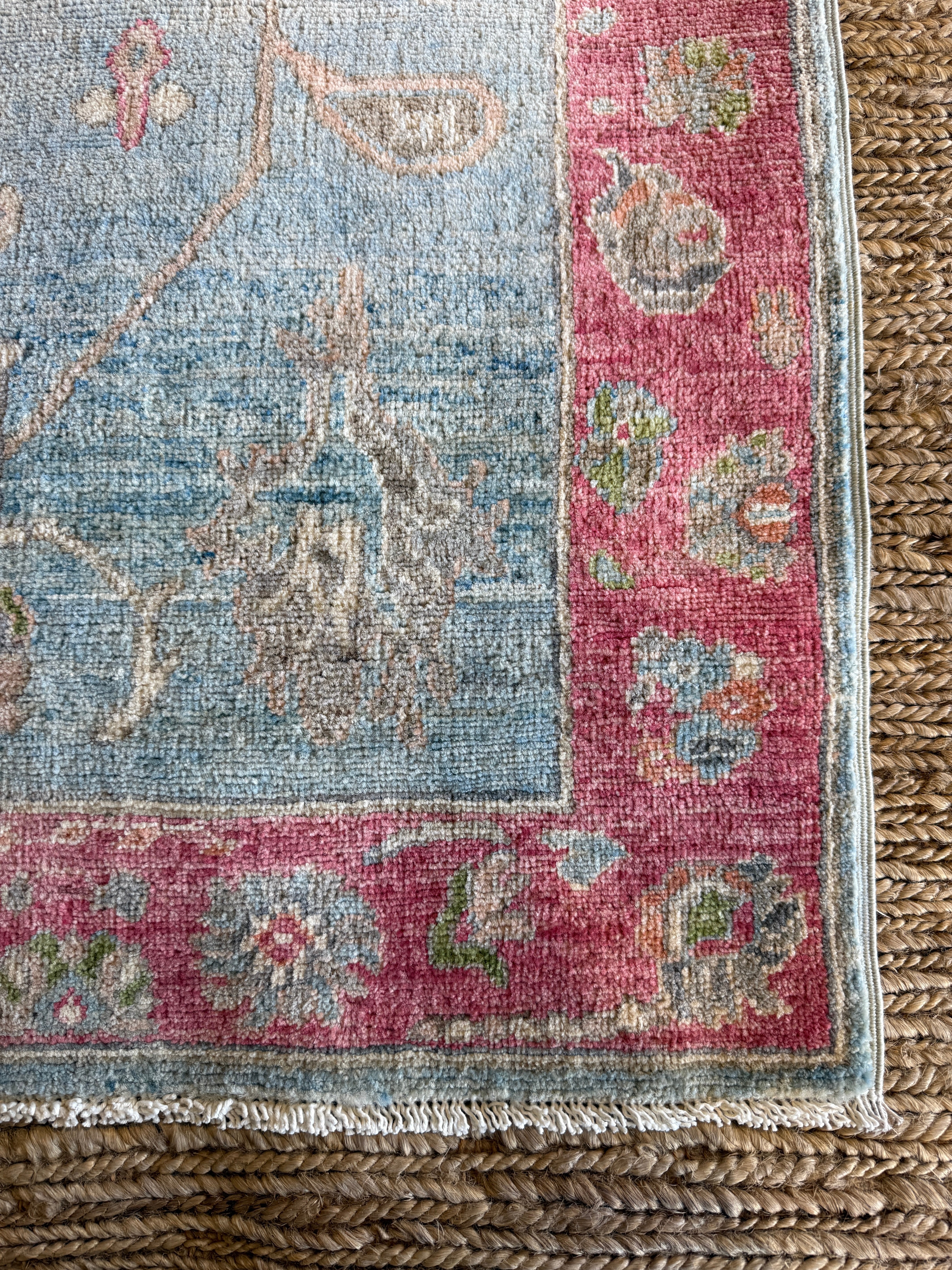 Shaeane Jimenez 3x4.10 Blue & Pink Afghani Oushak Rug