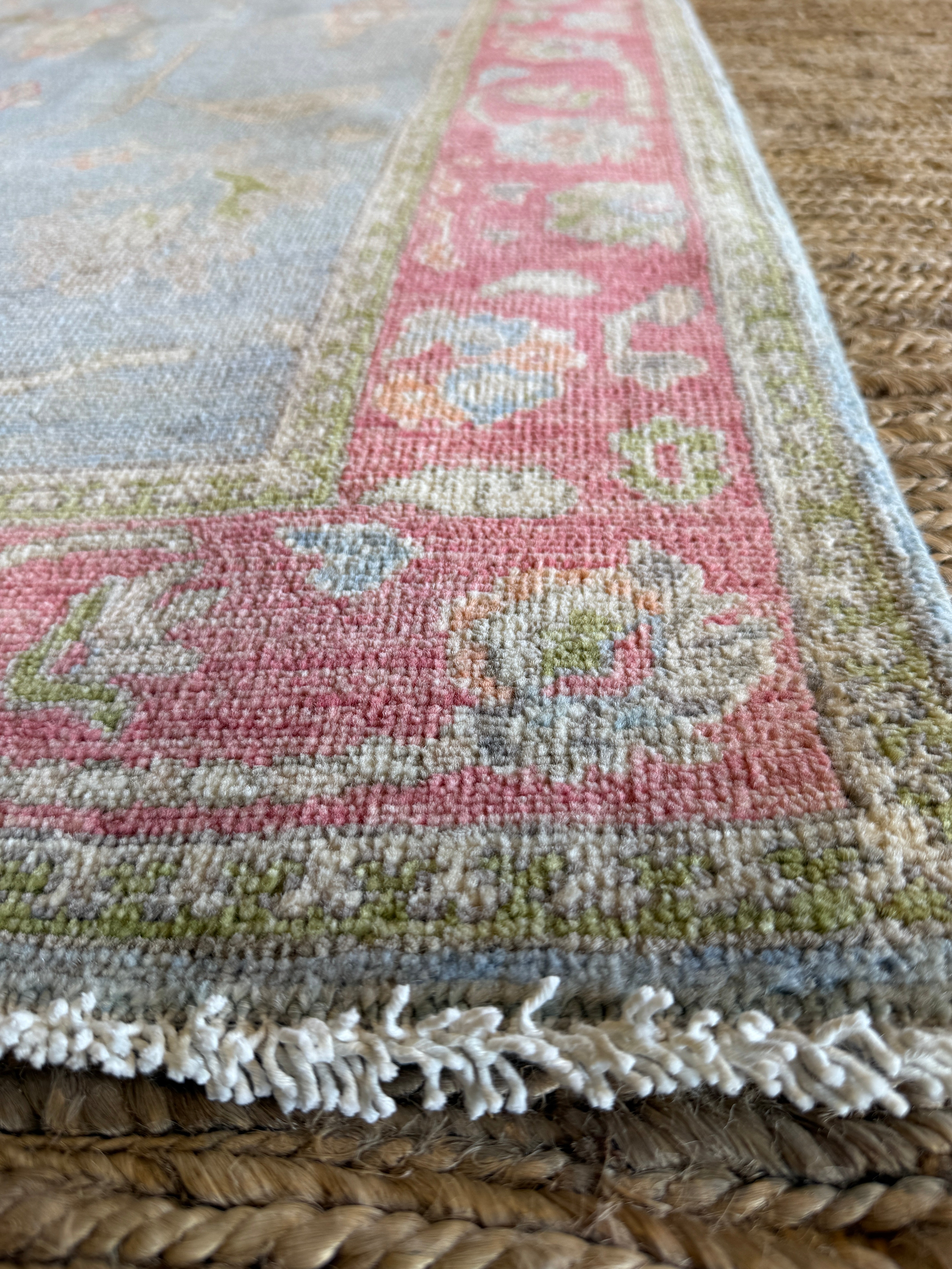 Blair MacMillan 4x6.11 Pink & Blue Afghani Oushak Rug