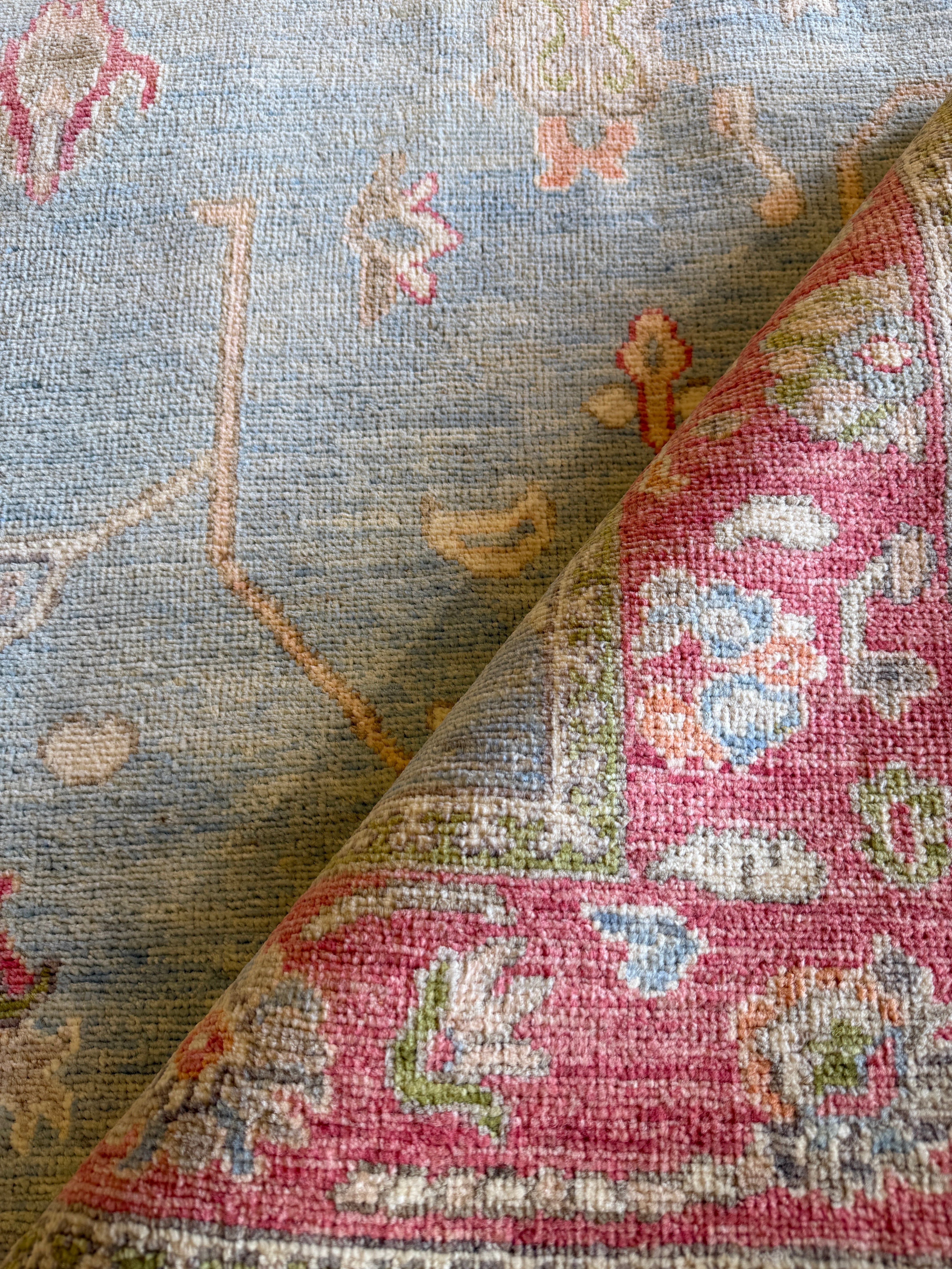 Blair MacMillan 4x6.11 Pink & Blue Afghani Oushak Rug
