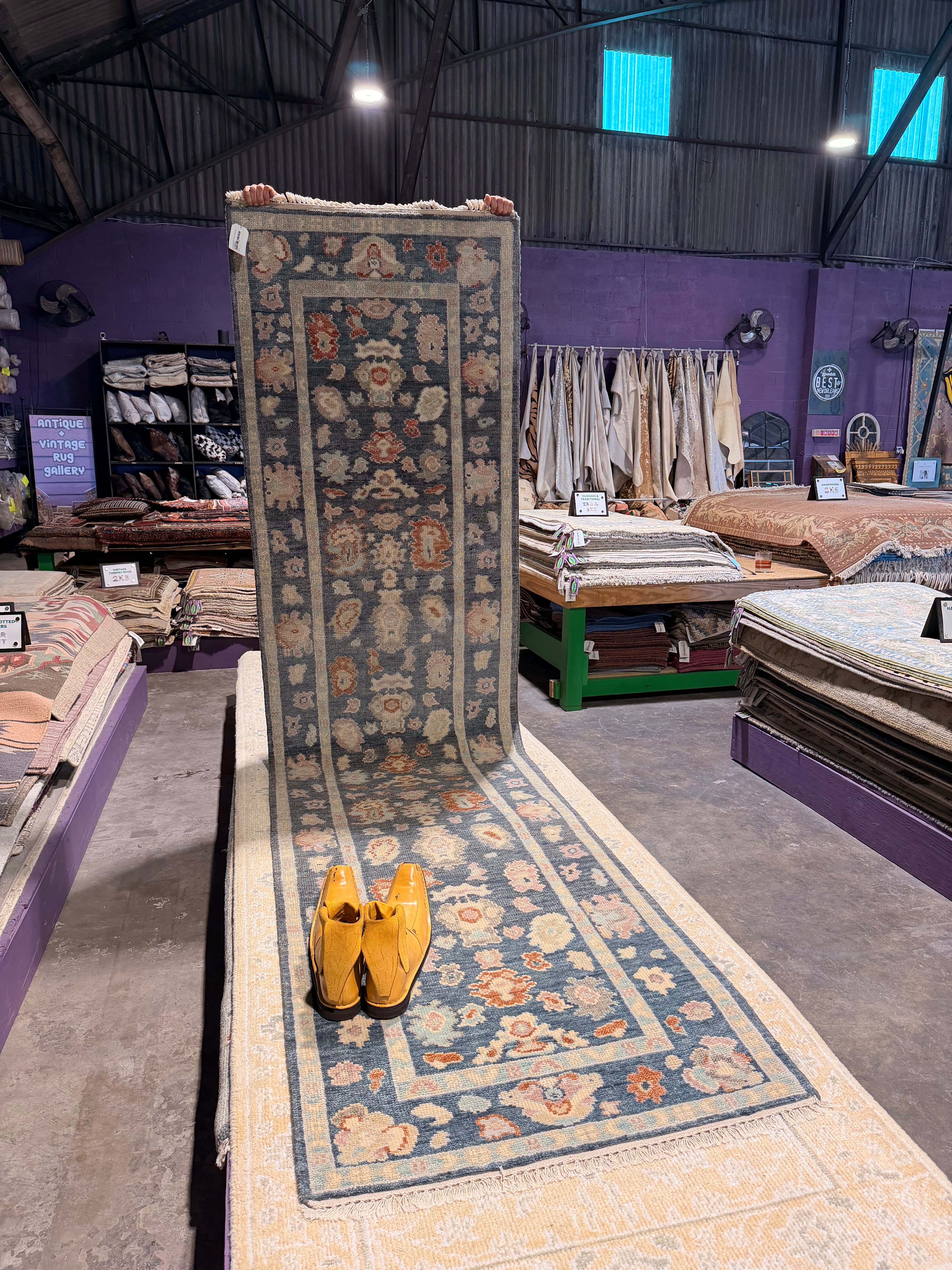 Elisha Cushman 3x11.6 Dark Grey Hand-Knotted Oushak Runner