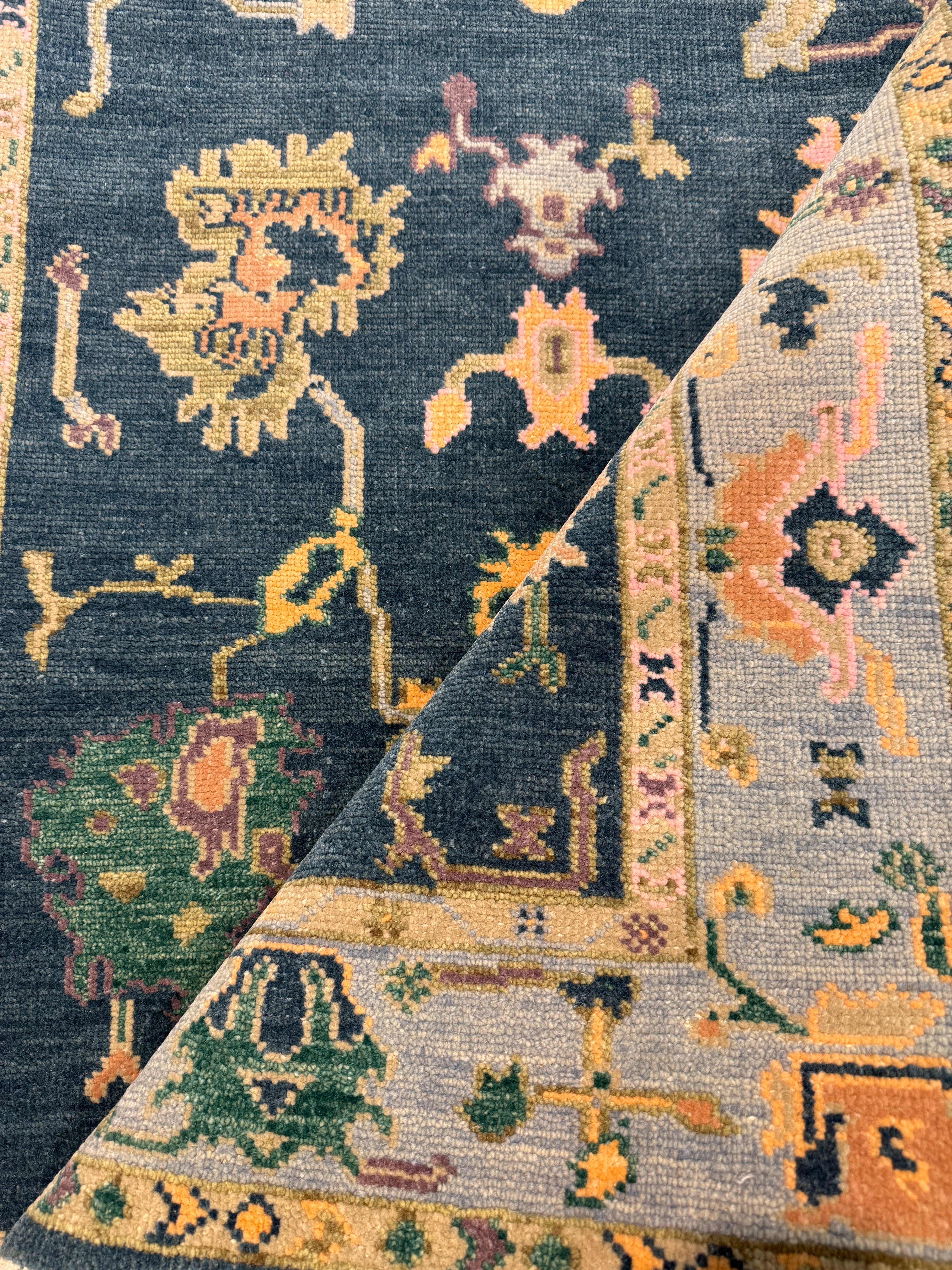 Bertinelli  4x5.9 Blue Hand-Knotted Oushak Rug