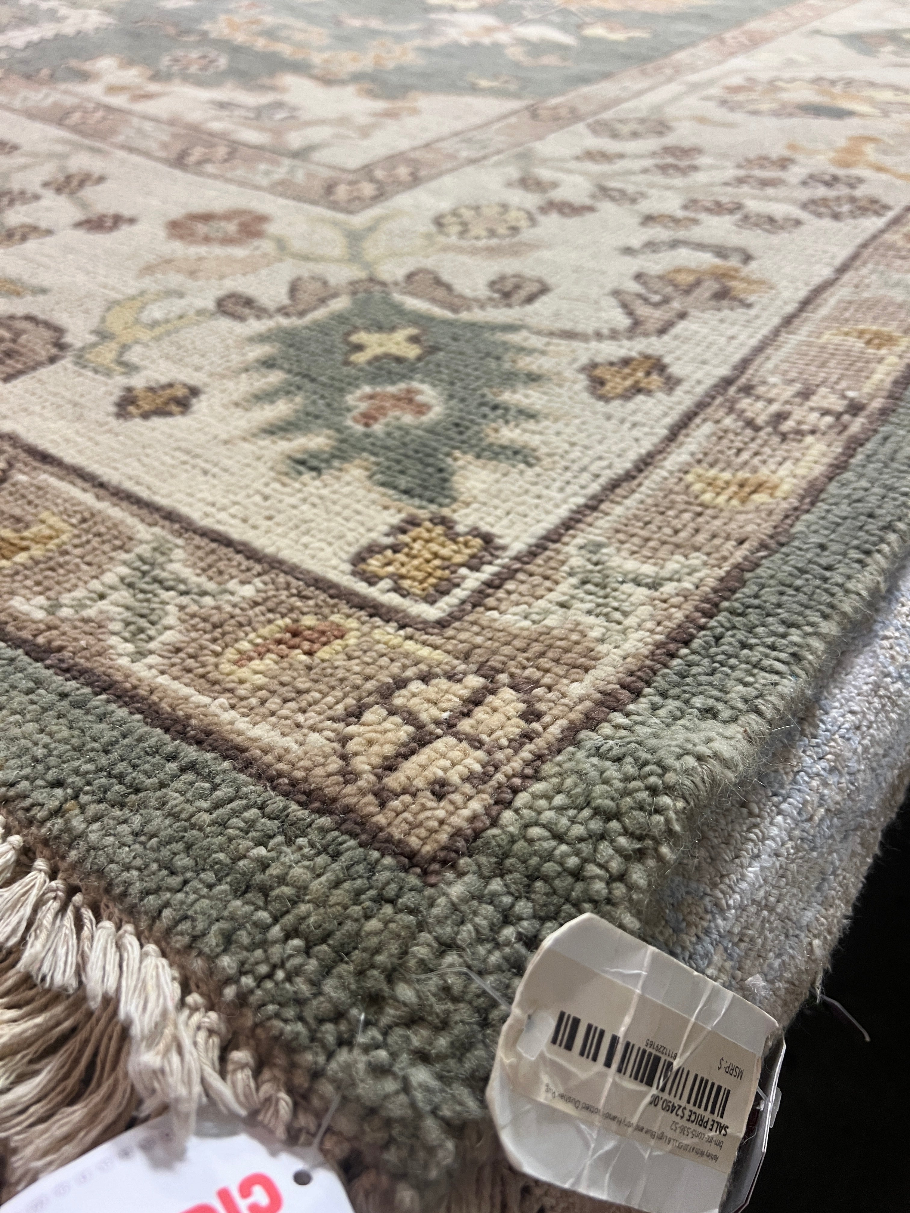 Ashley With a Y 10.6X11.6 Light Blue and Ivory Hand-Knotted Oushak Rug