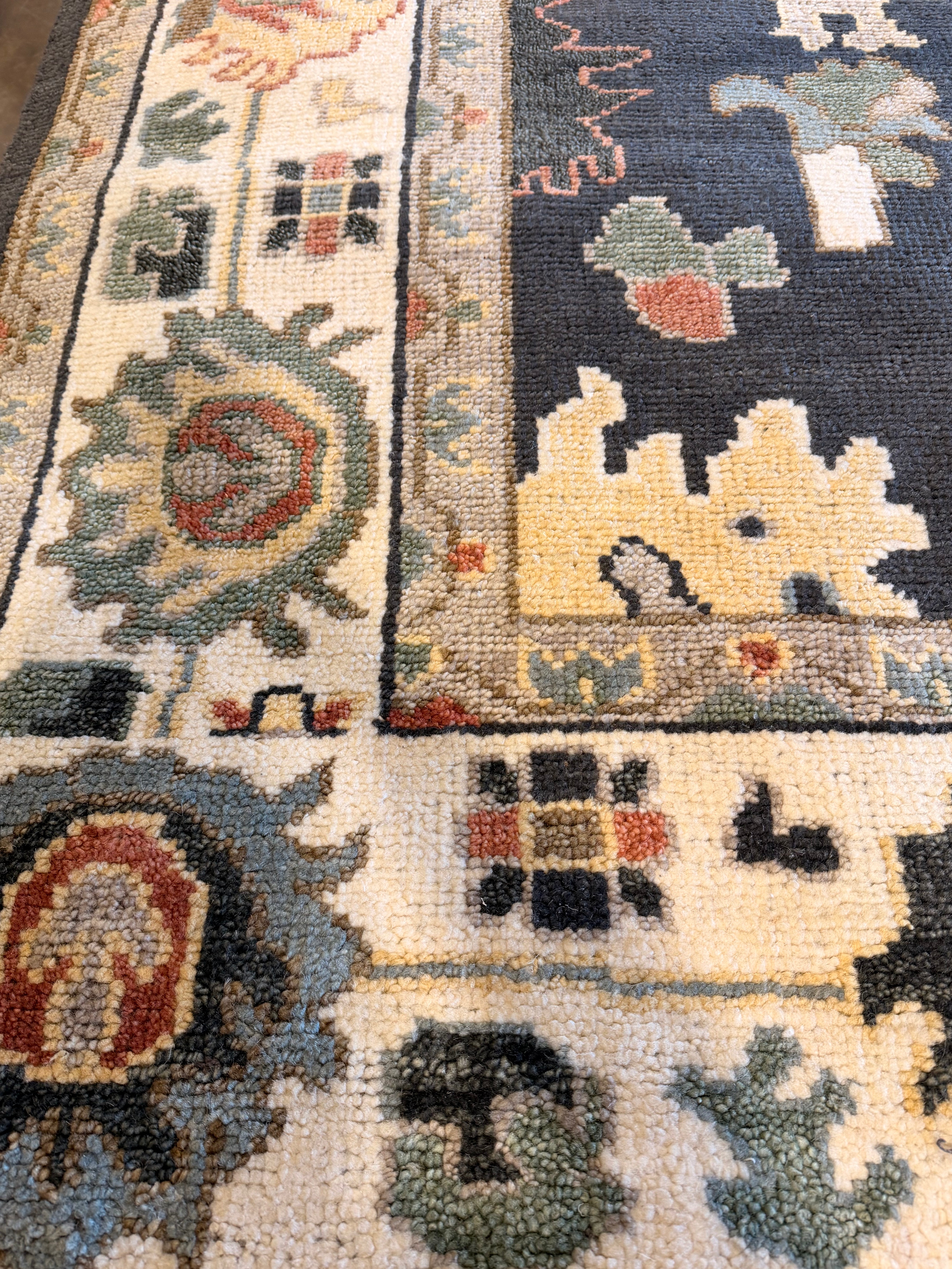 Anne McNally 9x12 Grey and Ivory Hand-Knotted Oushak Rug