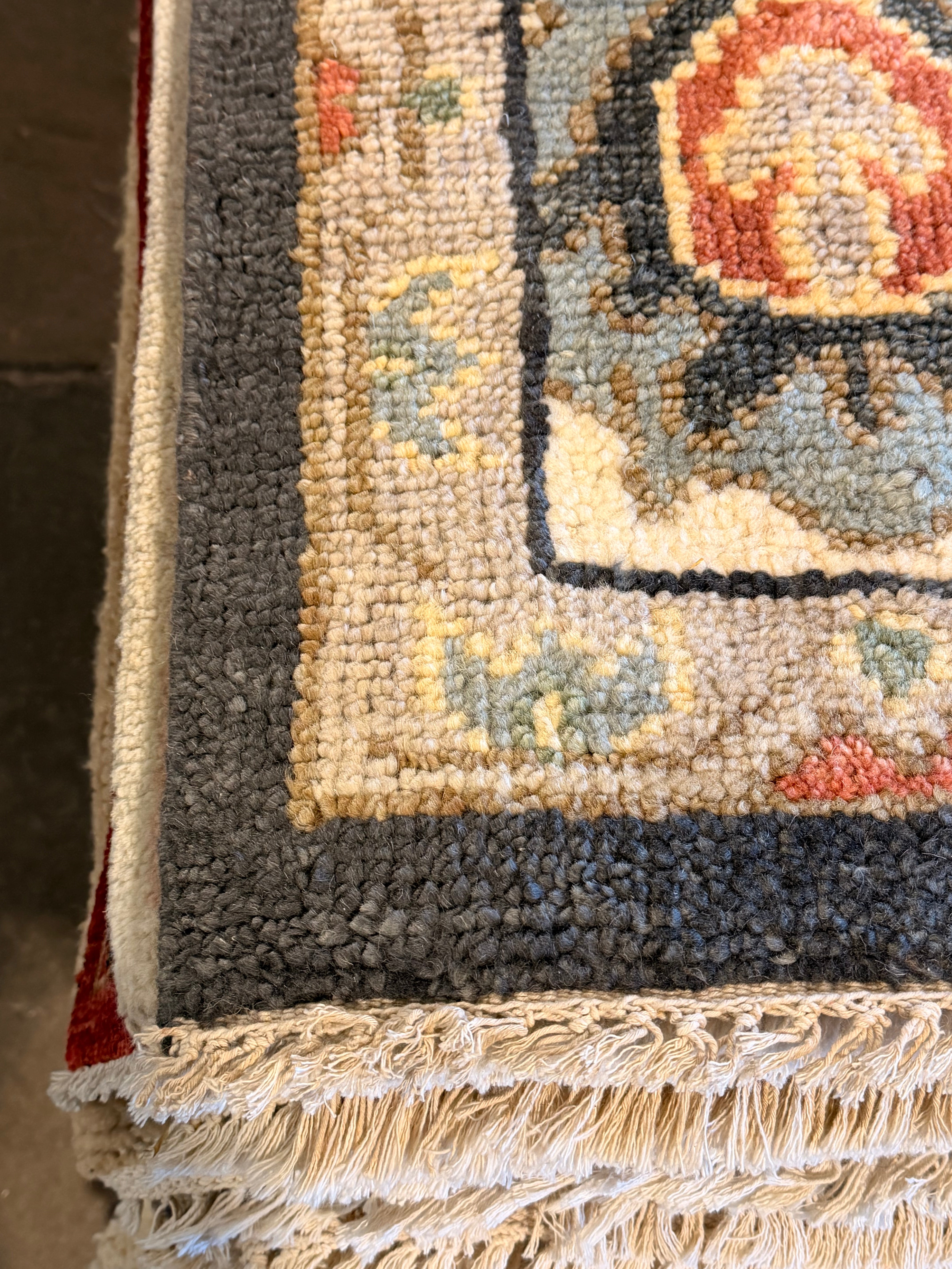 Anne McNally 9x12 Grey and Ivory Hand-Knotted Oushak Rug