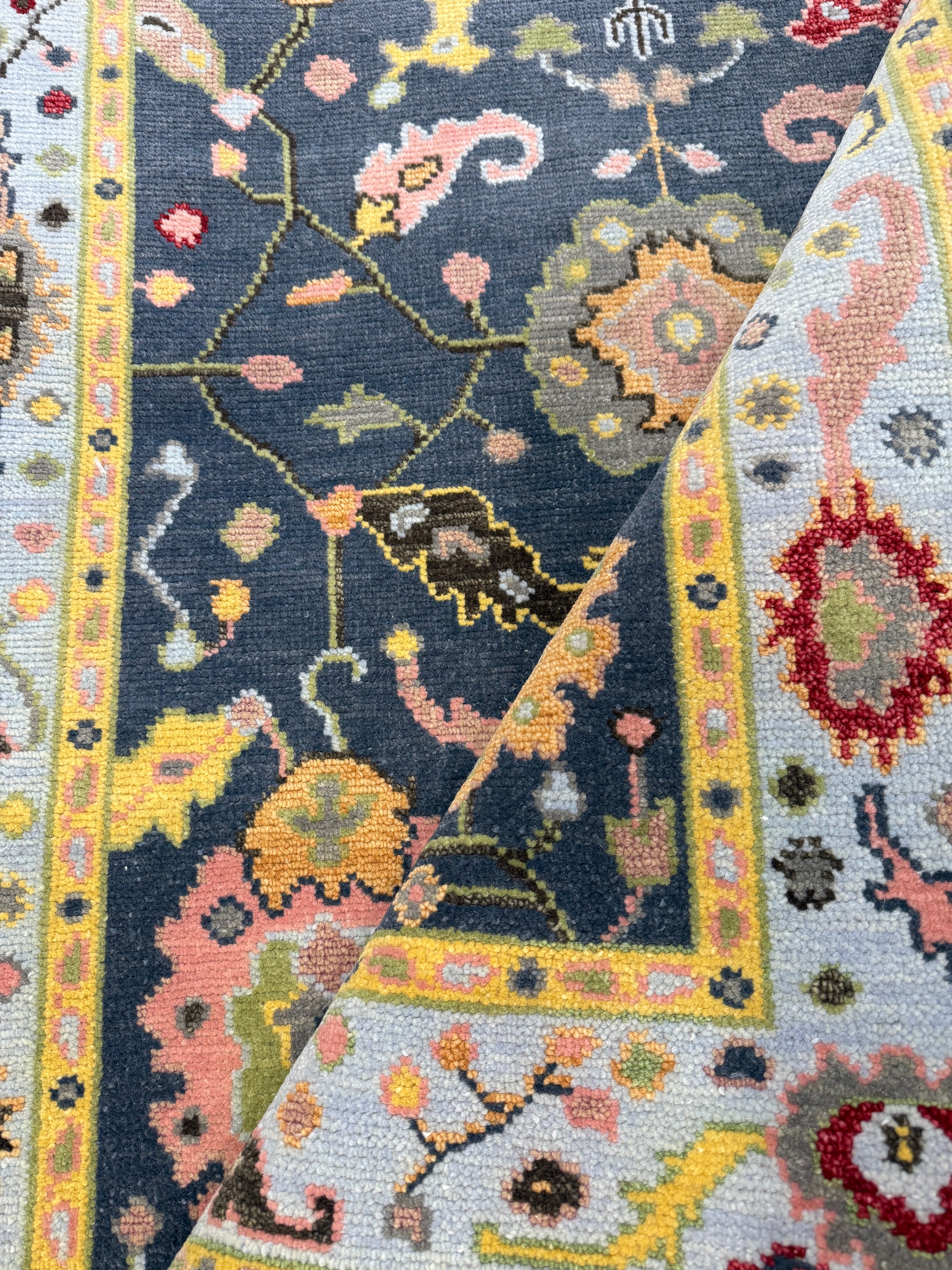 Katie Maloney 4x6 Blue Hand-Knotted Oushak Rug