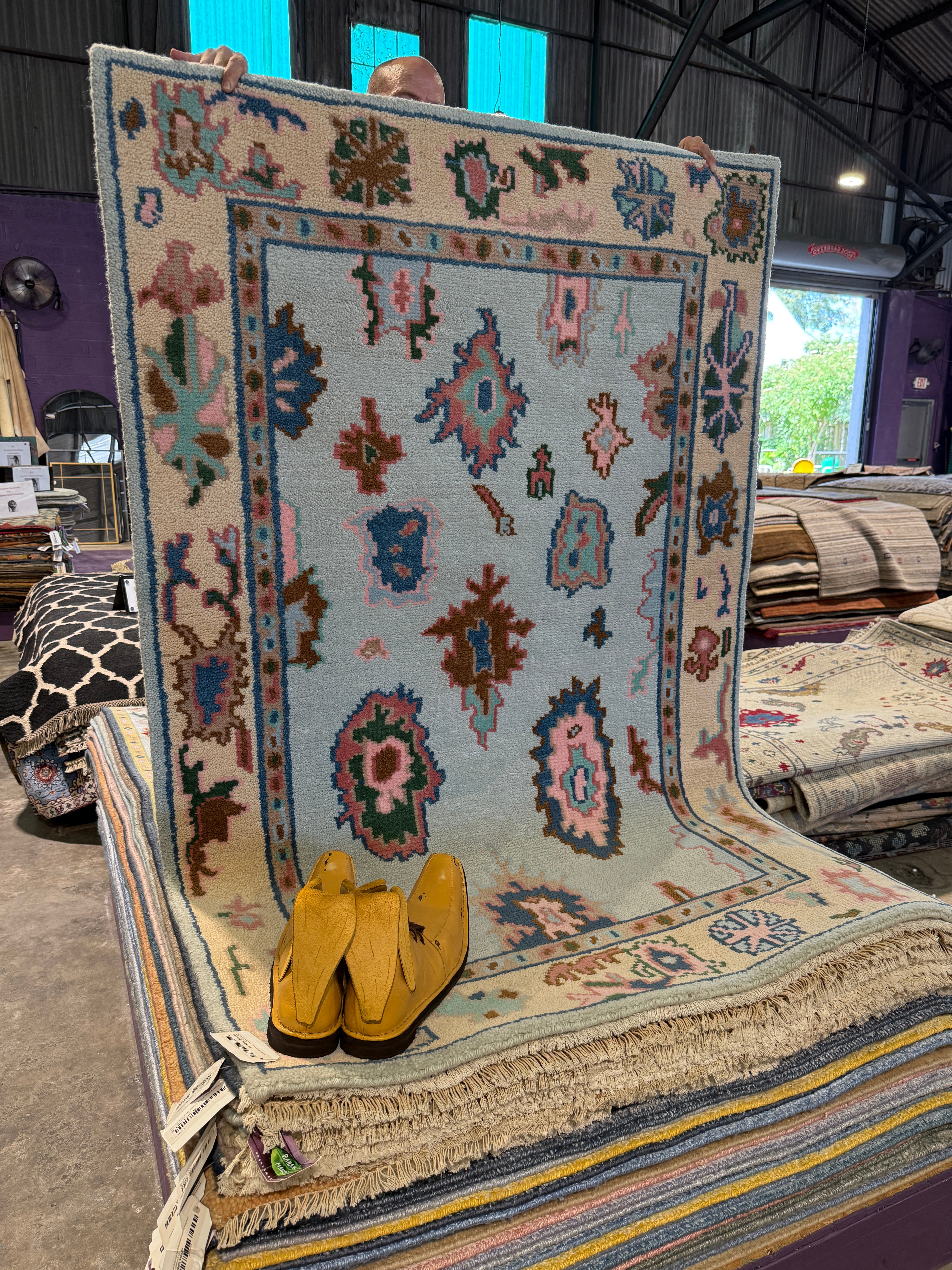 Tanit Phoenix 4x6 Hand-Knotted Oushak Rug Light Blue