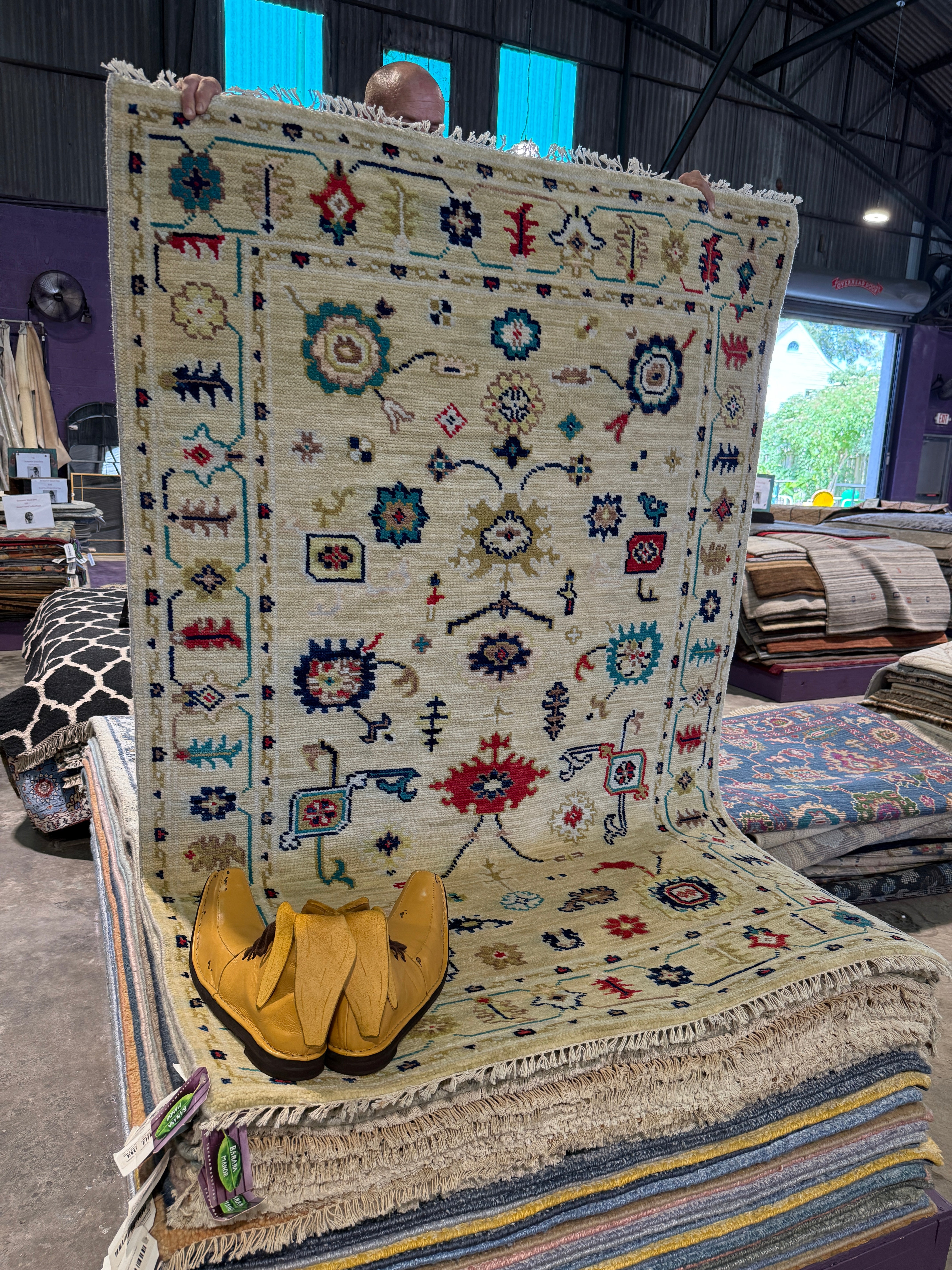 Cindy Barshop 4x6 Hand-Knotted Oushak Ivory