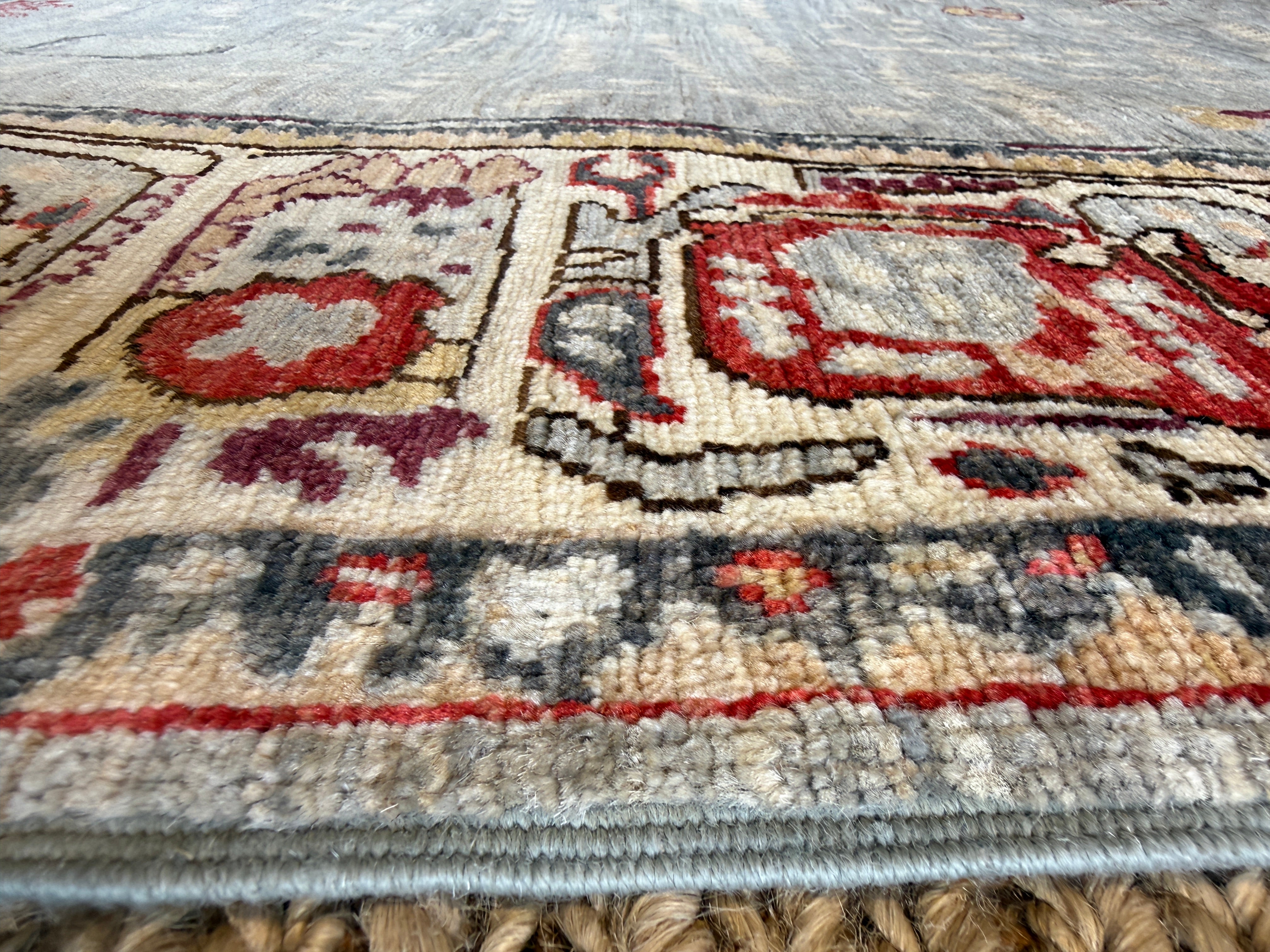 Jennifer Jason Leigh 5.11x9.1 Grey & Red Chobi Afghani Rug