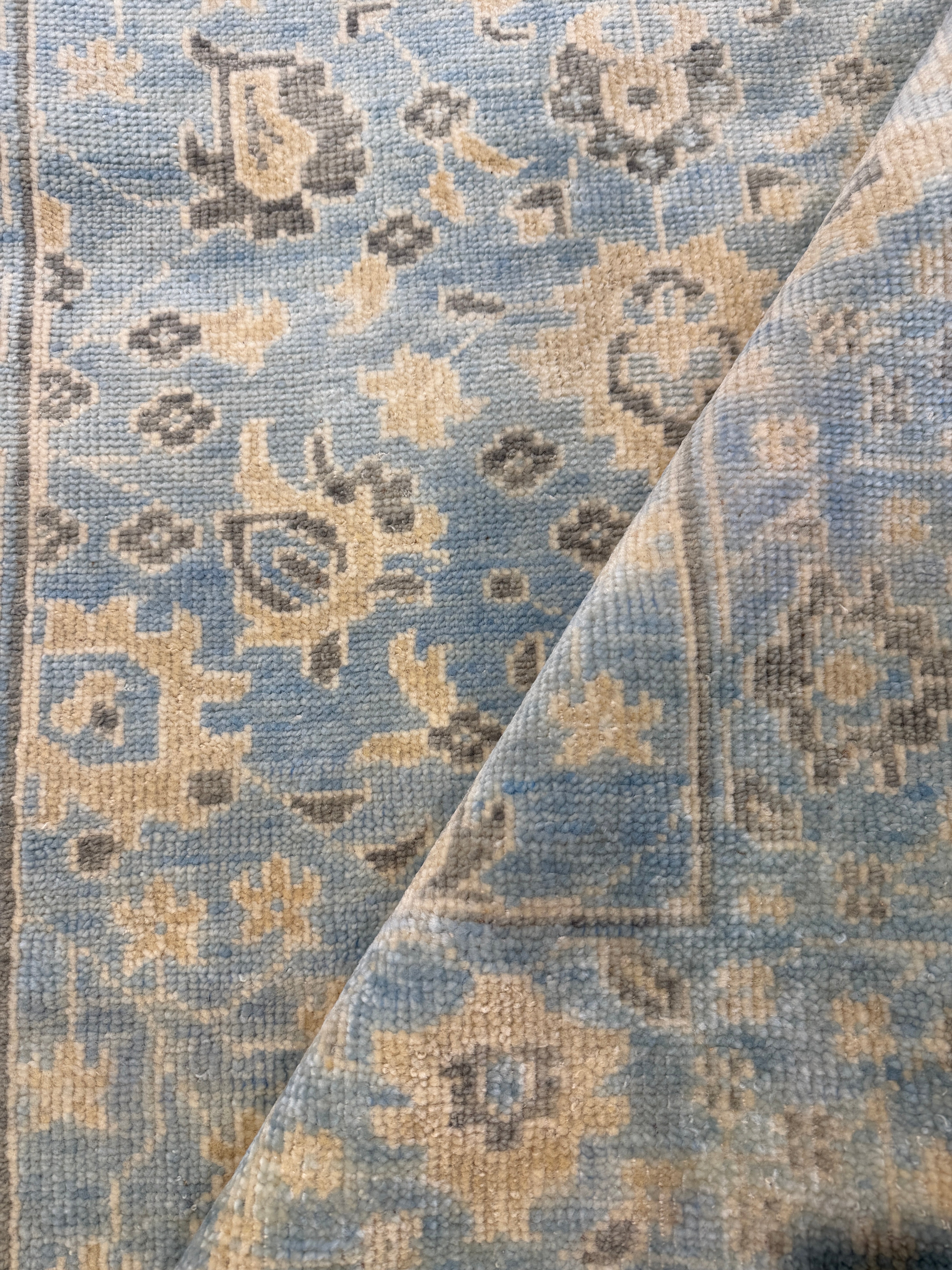 Carol Willick 4x6 Blue & Silver Hand-Knotted Oushak