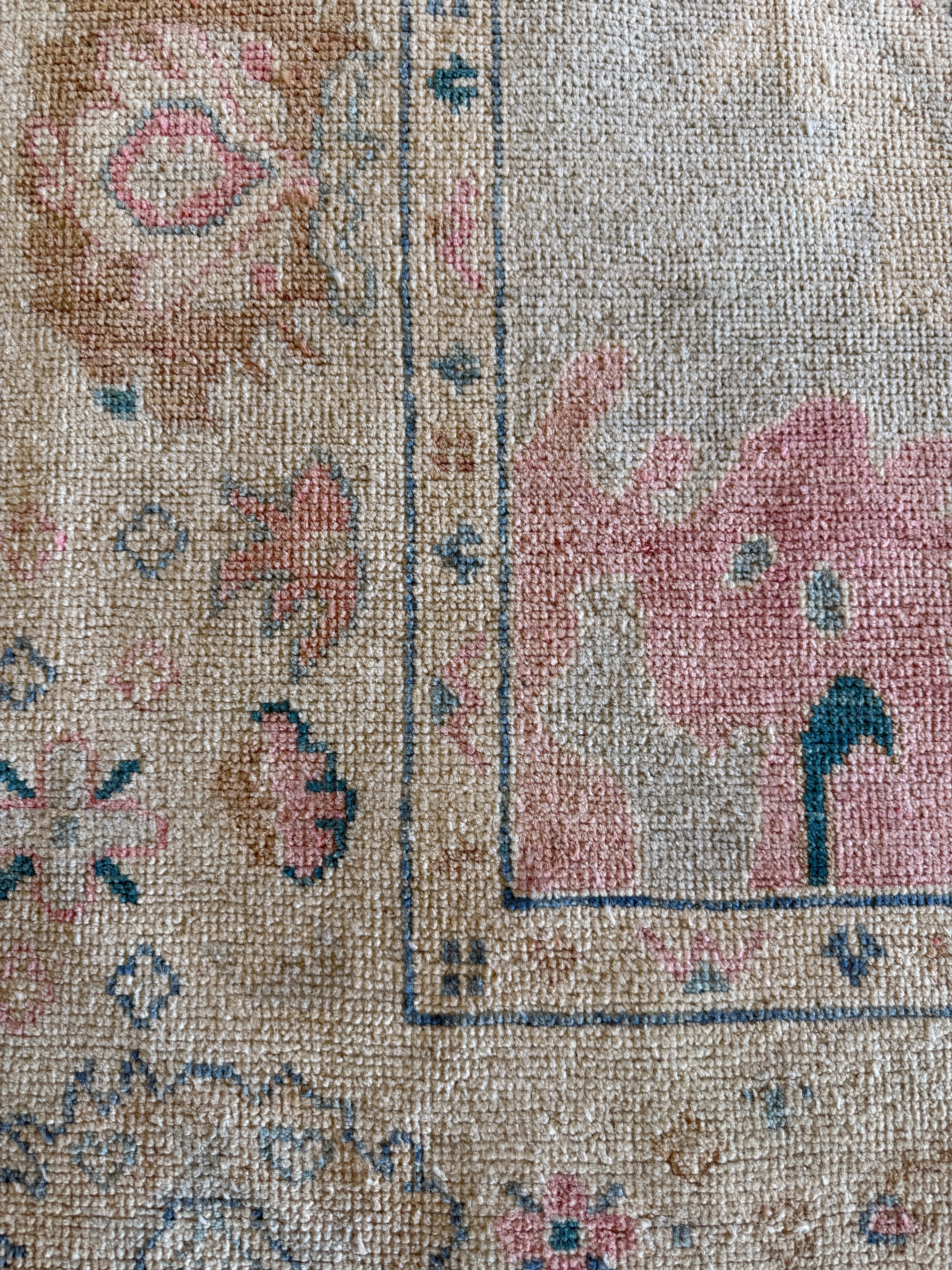 Ashley Comeau 7.6x9.9 Blue and Pink Whitewashed Afghani Oushak Rug