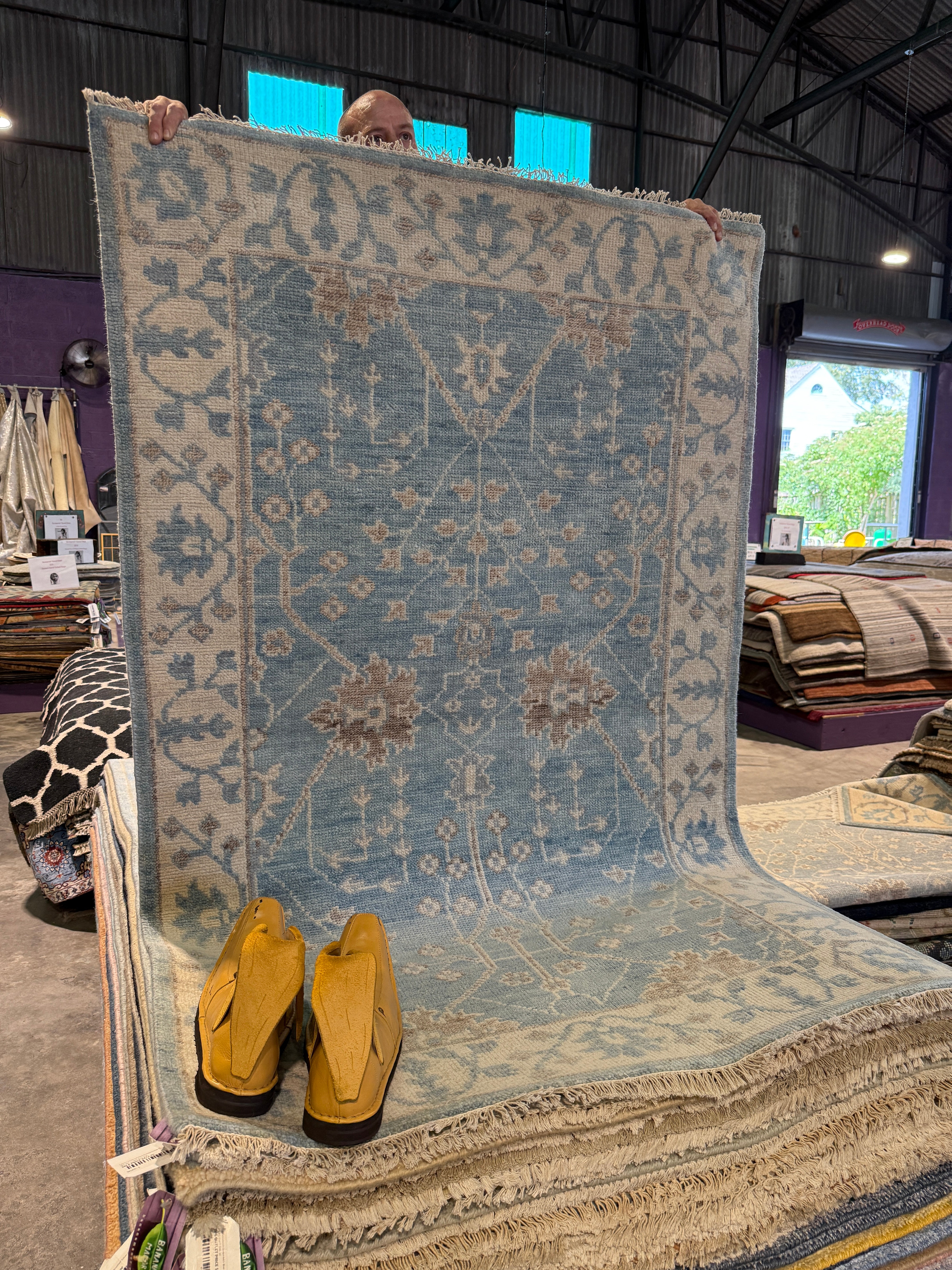 Catherine Deneuve 4x6 Light Blue Hand-Knotted Oushak Rug
