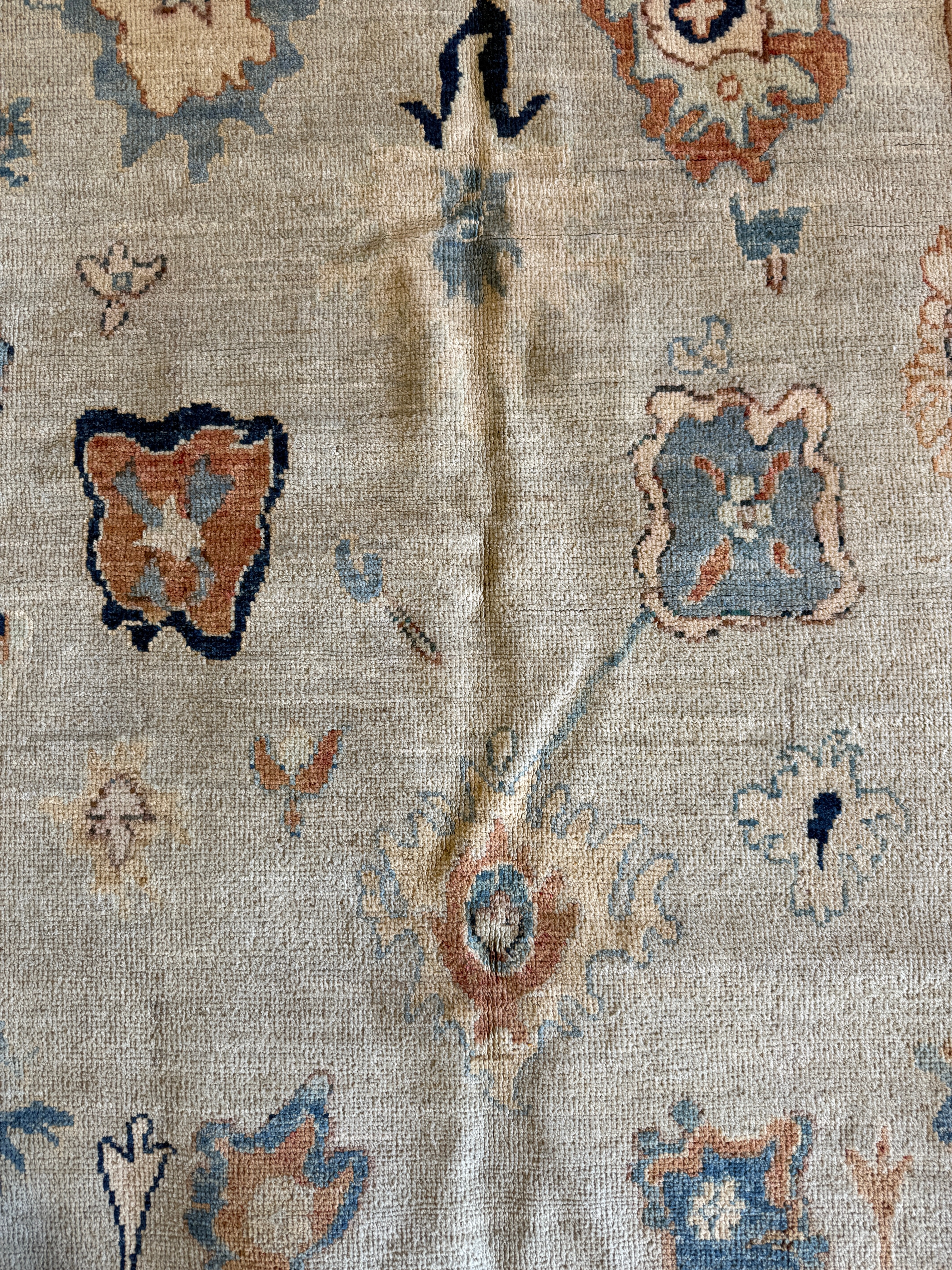Amy Keating 5.7x7.8 Cream & Brown Whitewashed Afghani Oushak Rug