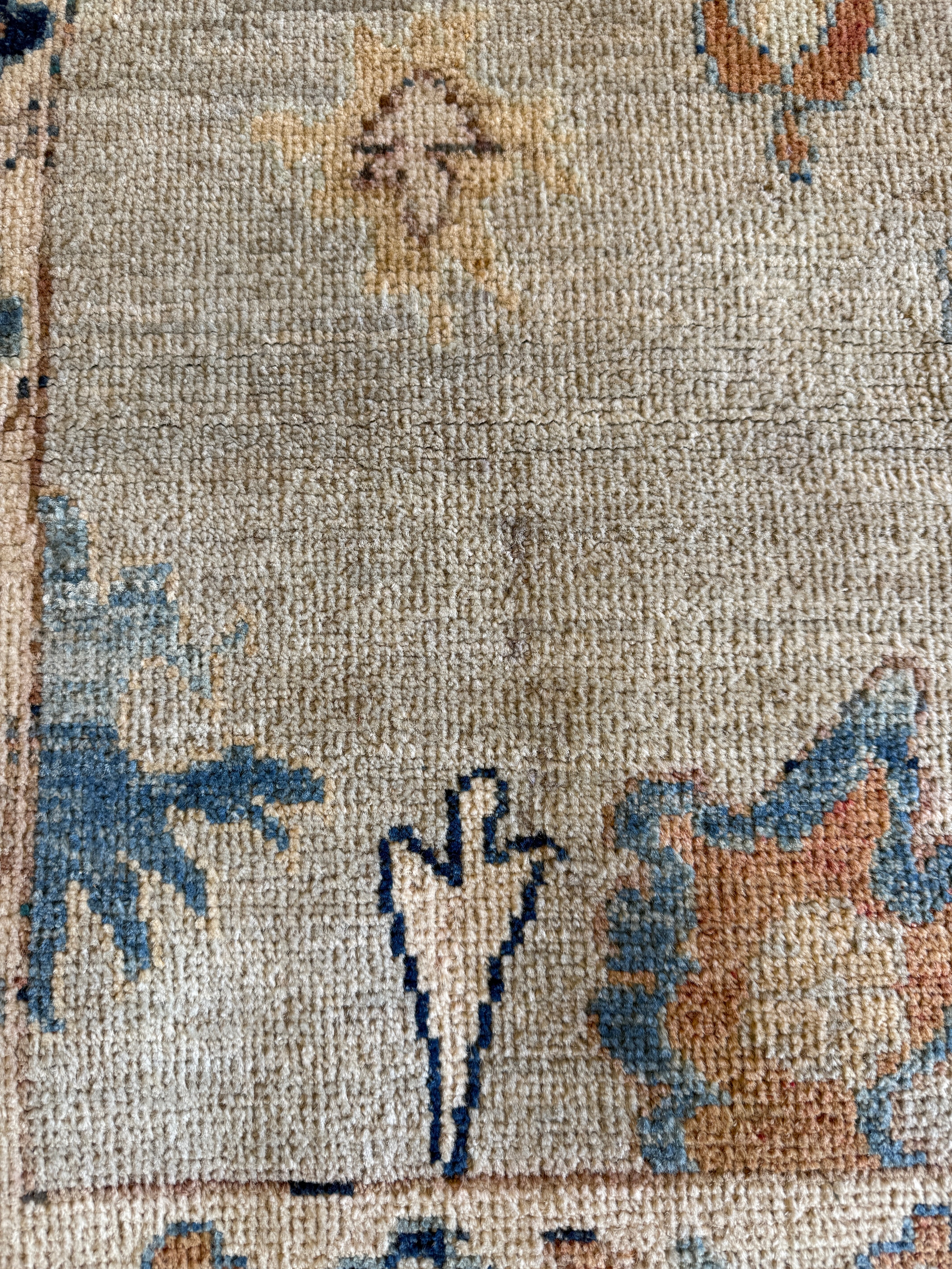 Amy Keating 5.7x7.8 Cream & Brown Whitewashed Afghani Oushak Rug