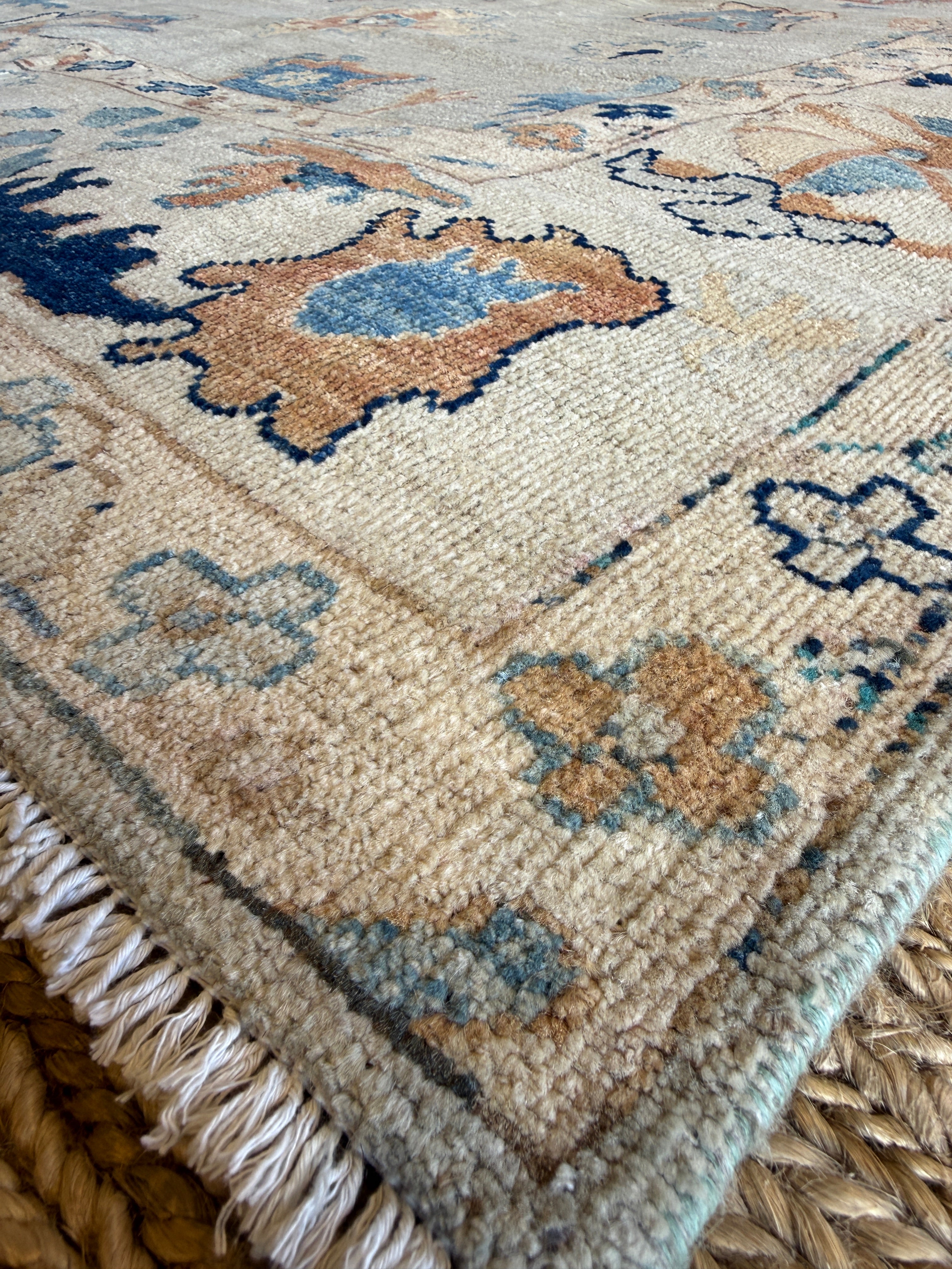 Amy Keating 5.7x7.8 Cream & Brown Whitewashed Afghani Oushak Rug