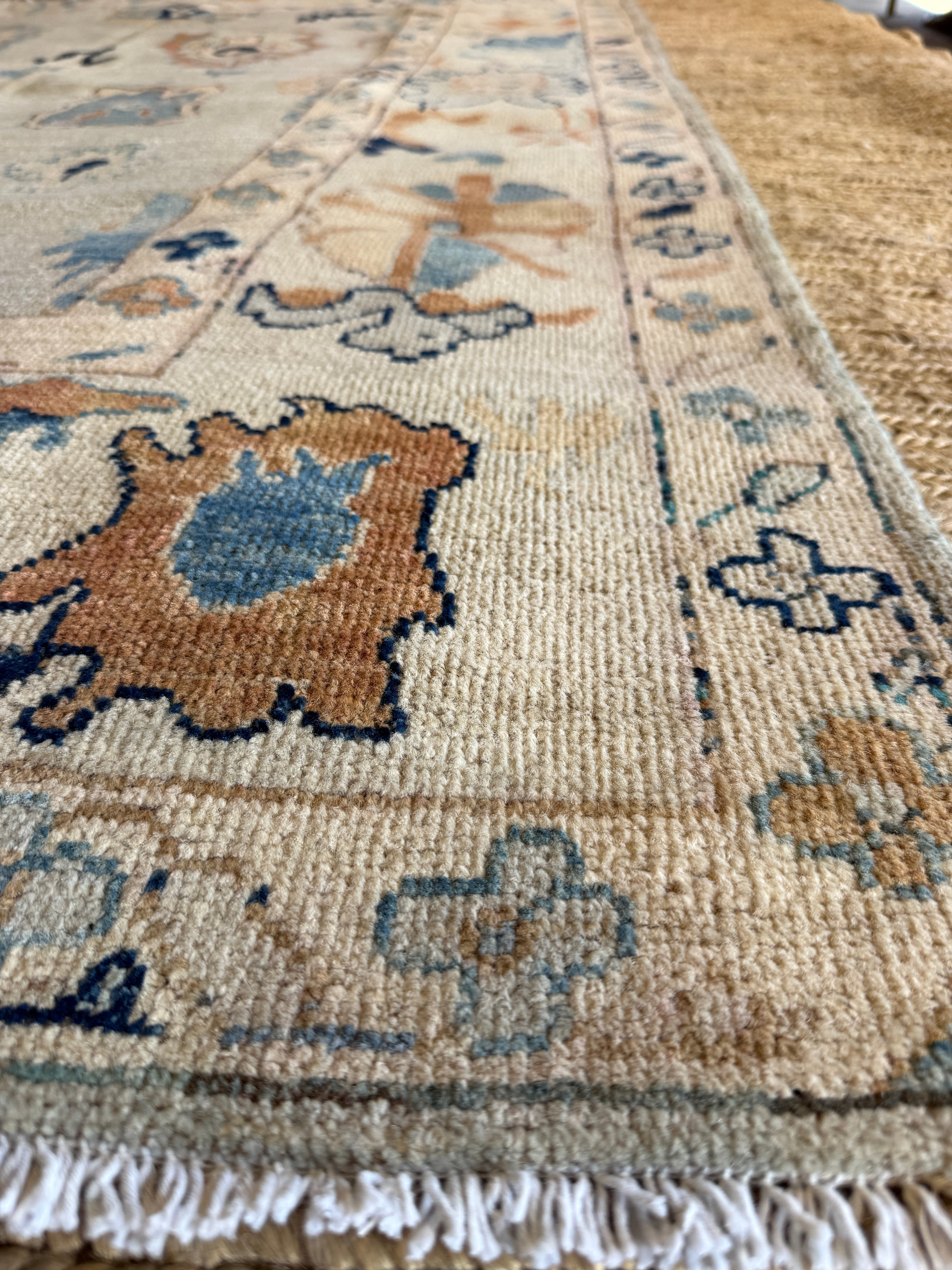 Amy Keating 5.7x7.8 Cream & Brown Whitewashed Afghani Oushak Rug