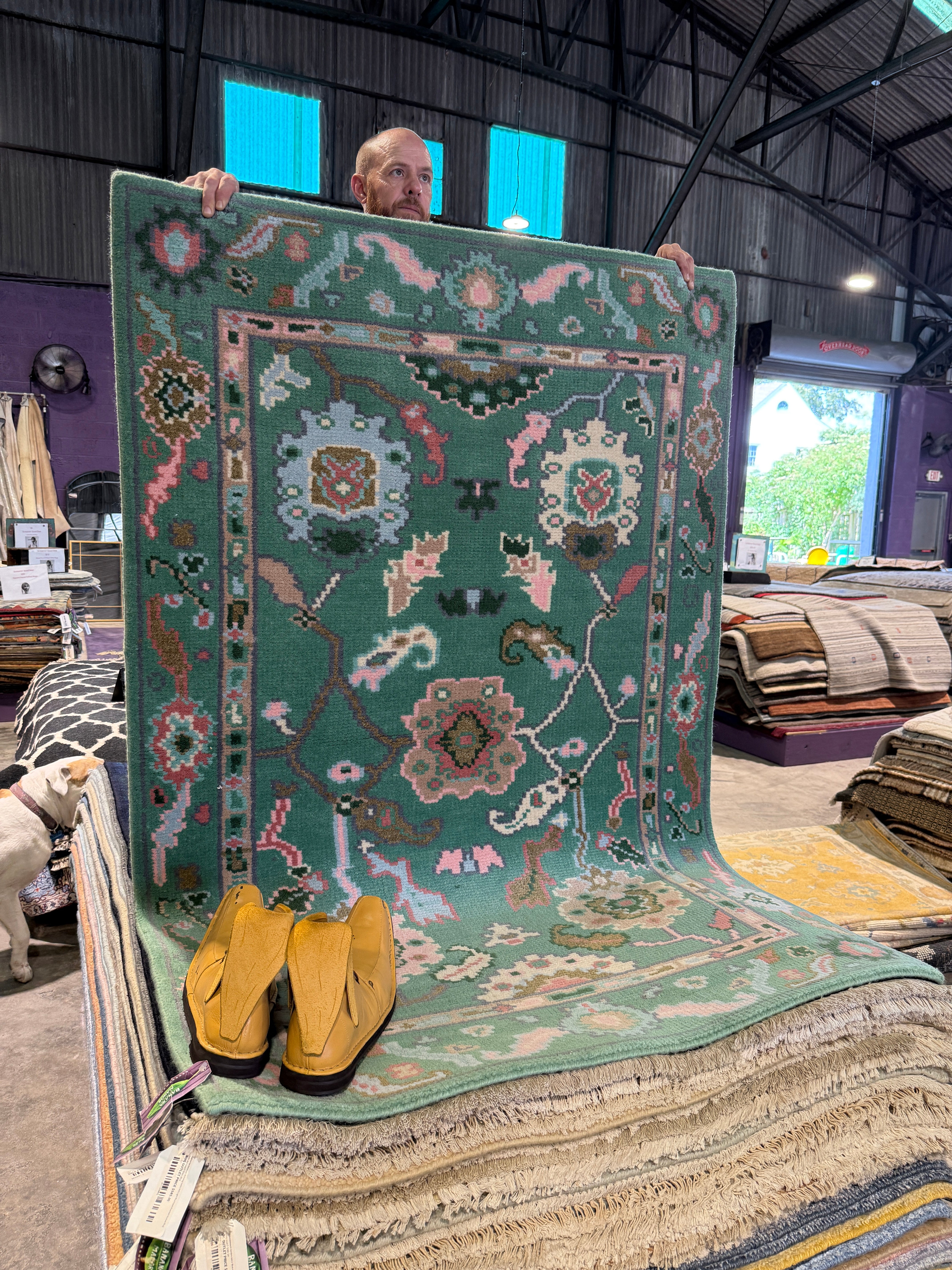 Ariana Madix 4x6 Green Hand-Knotted Oushak Rug