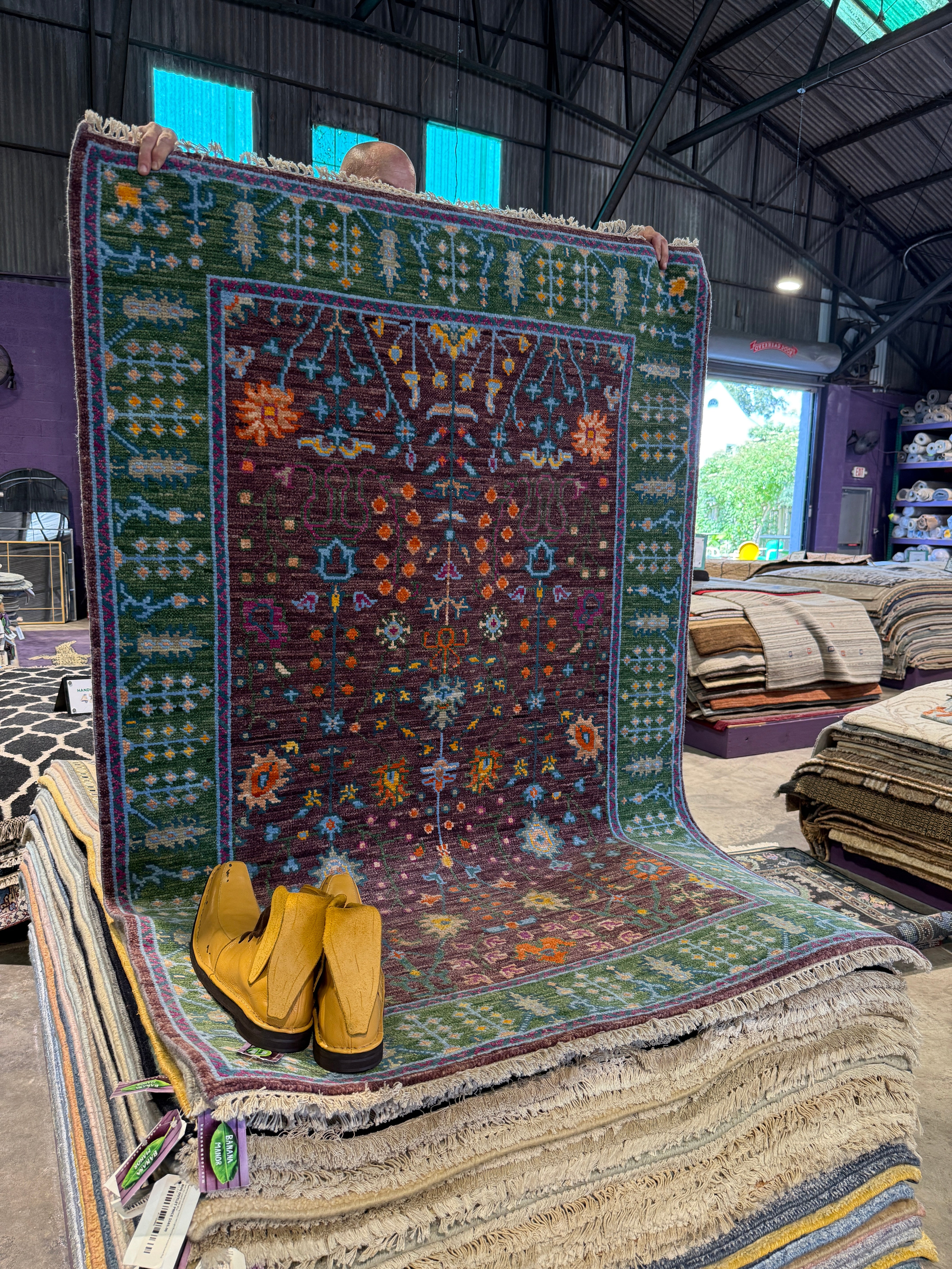 Julie Lynn 4x6.3 Hand-Knotted Purple & Green Oushak