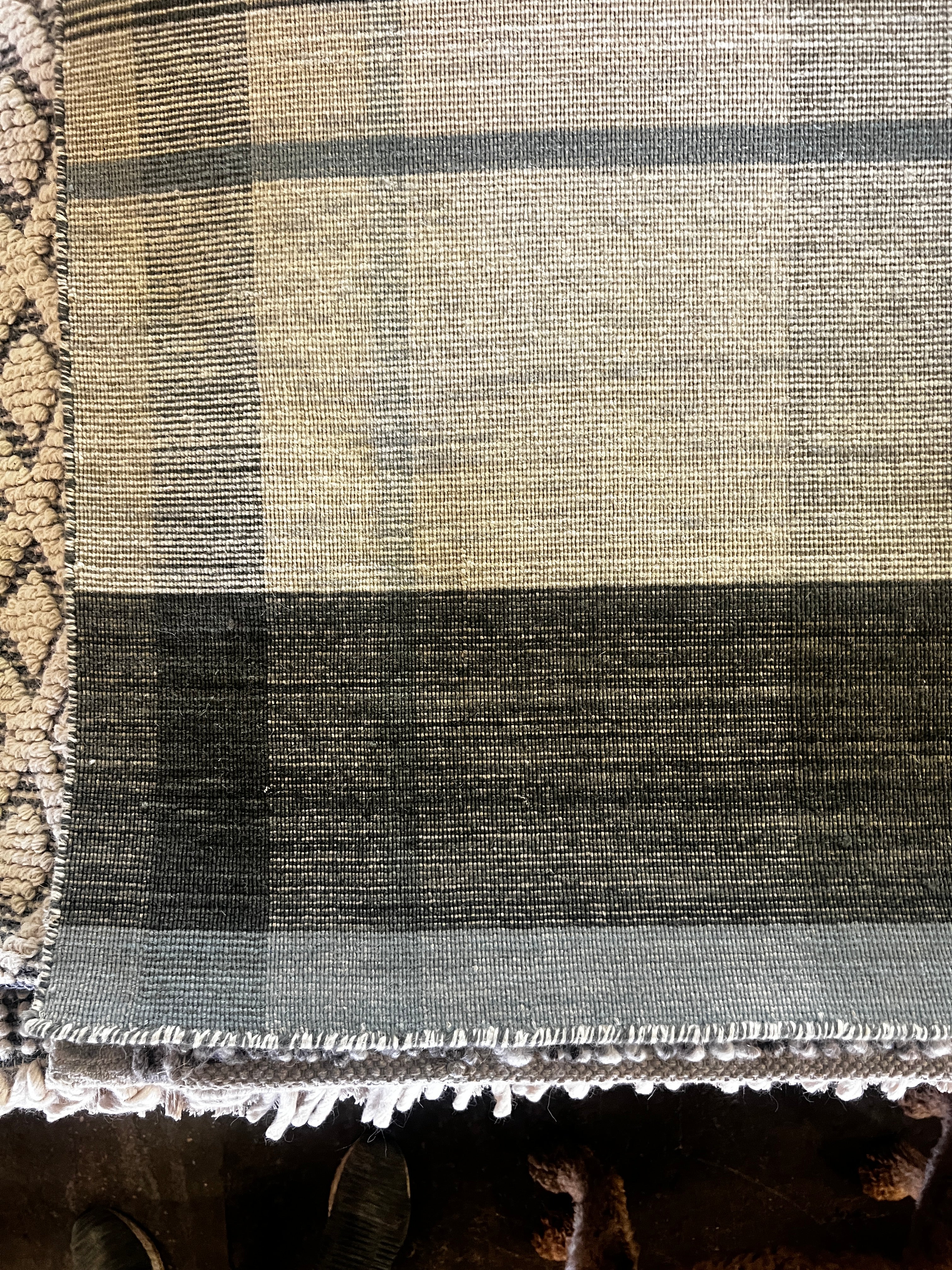 Put Your Preppie On 6.6x9.9 Handwoven Dark Grey and Ivory Durrie Rug