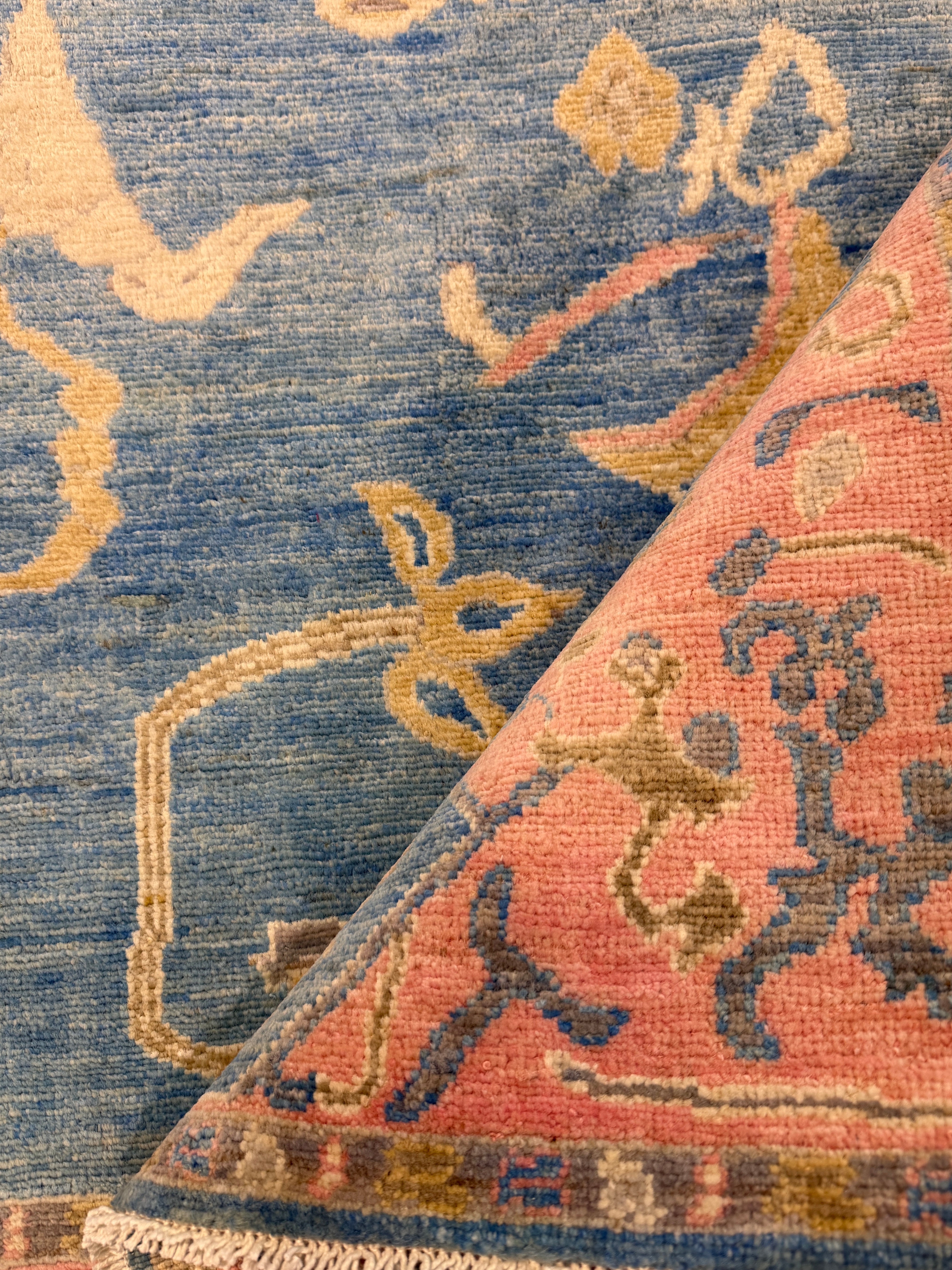 Emma 4x6.10 Blue & Pink Afghani Oushak Rug