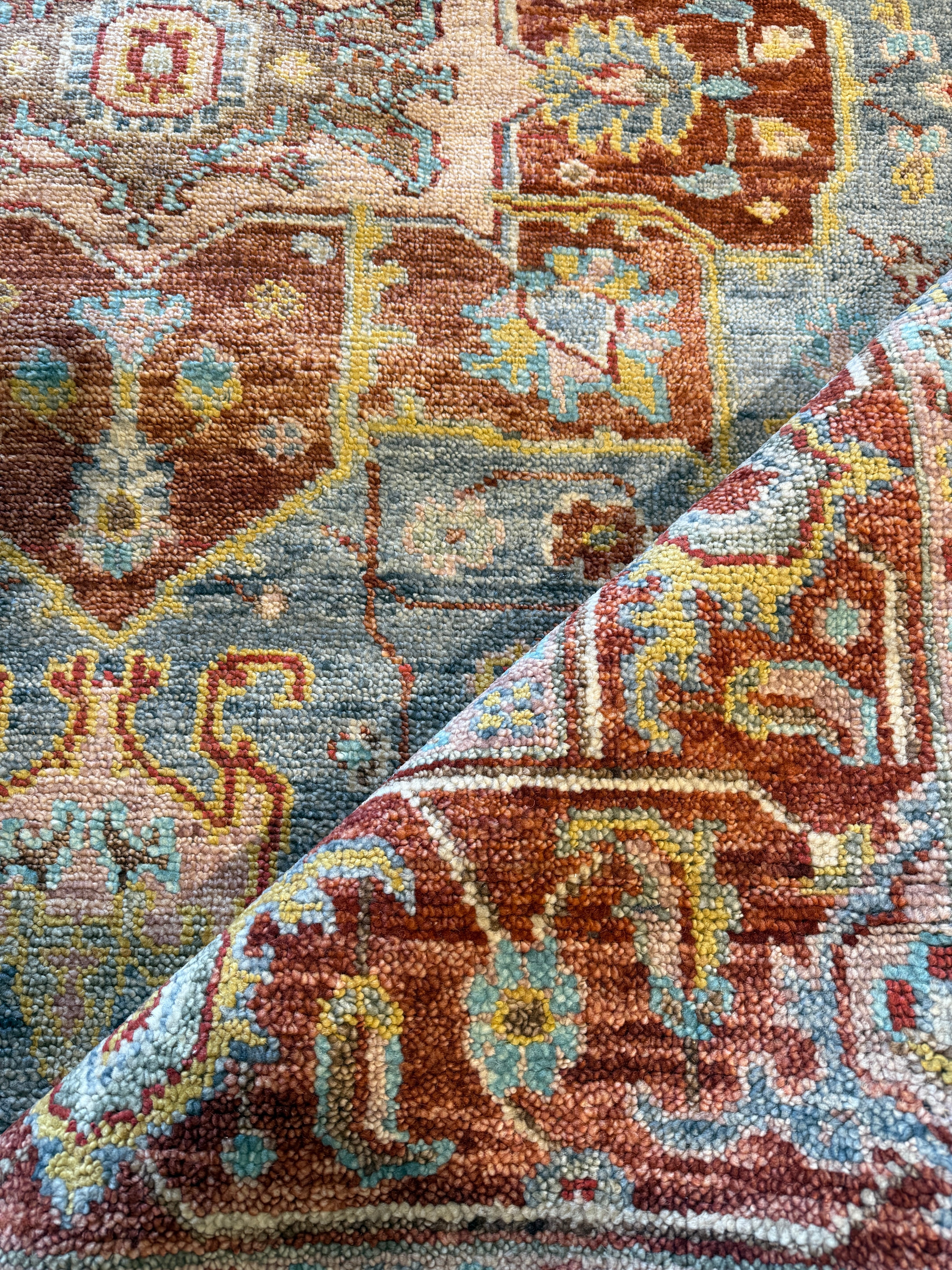 Scranton 7.9x10 Blue & Rust Hand-Knotted Serapi
