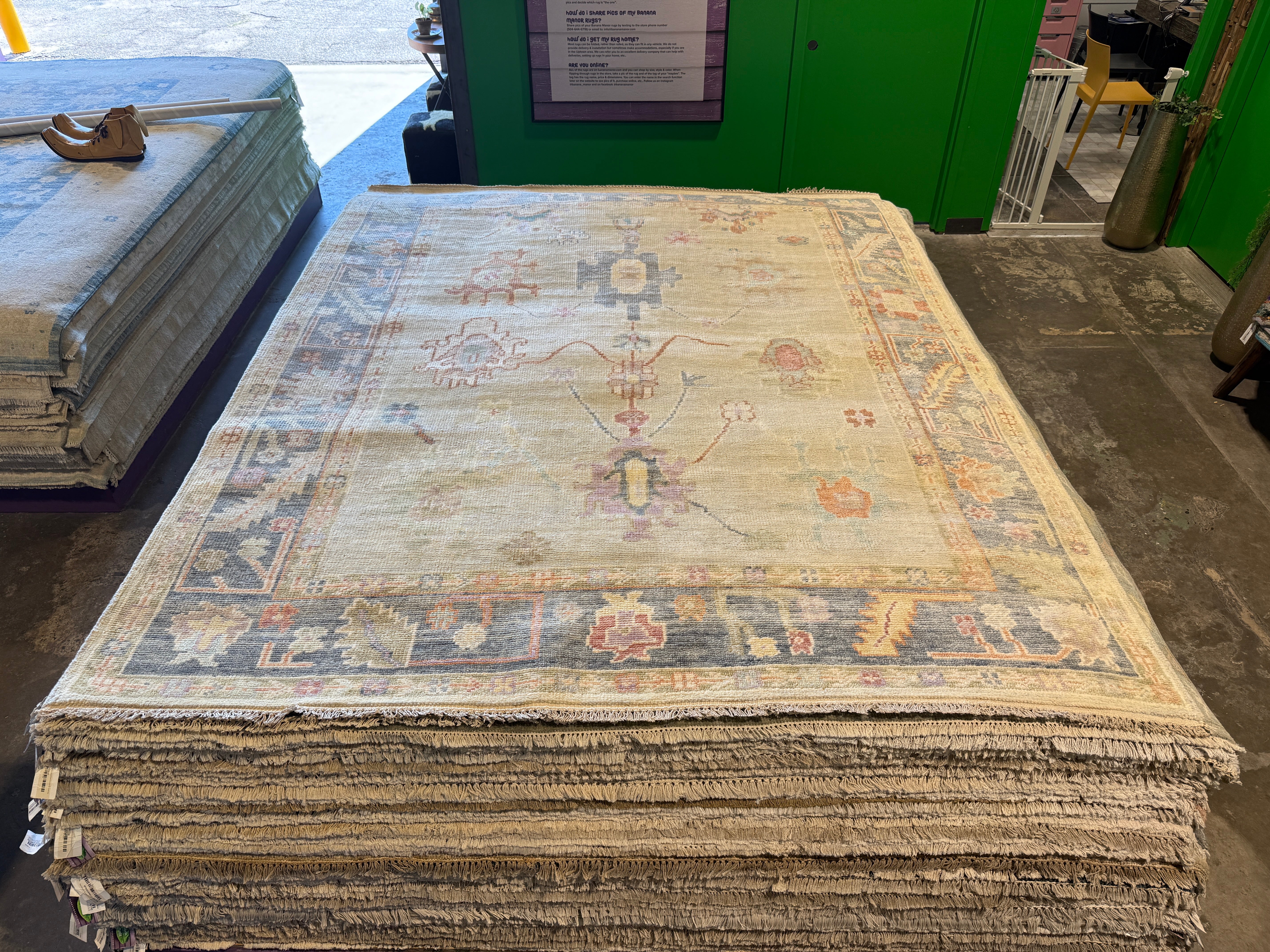 Julia Corden 8x10 Light Grey and Grey Hand-Knotted Oushak Rug