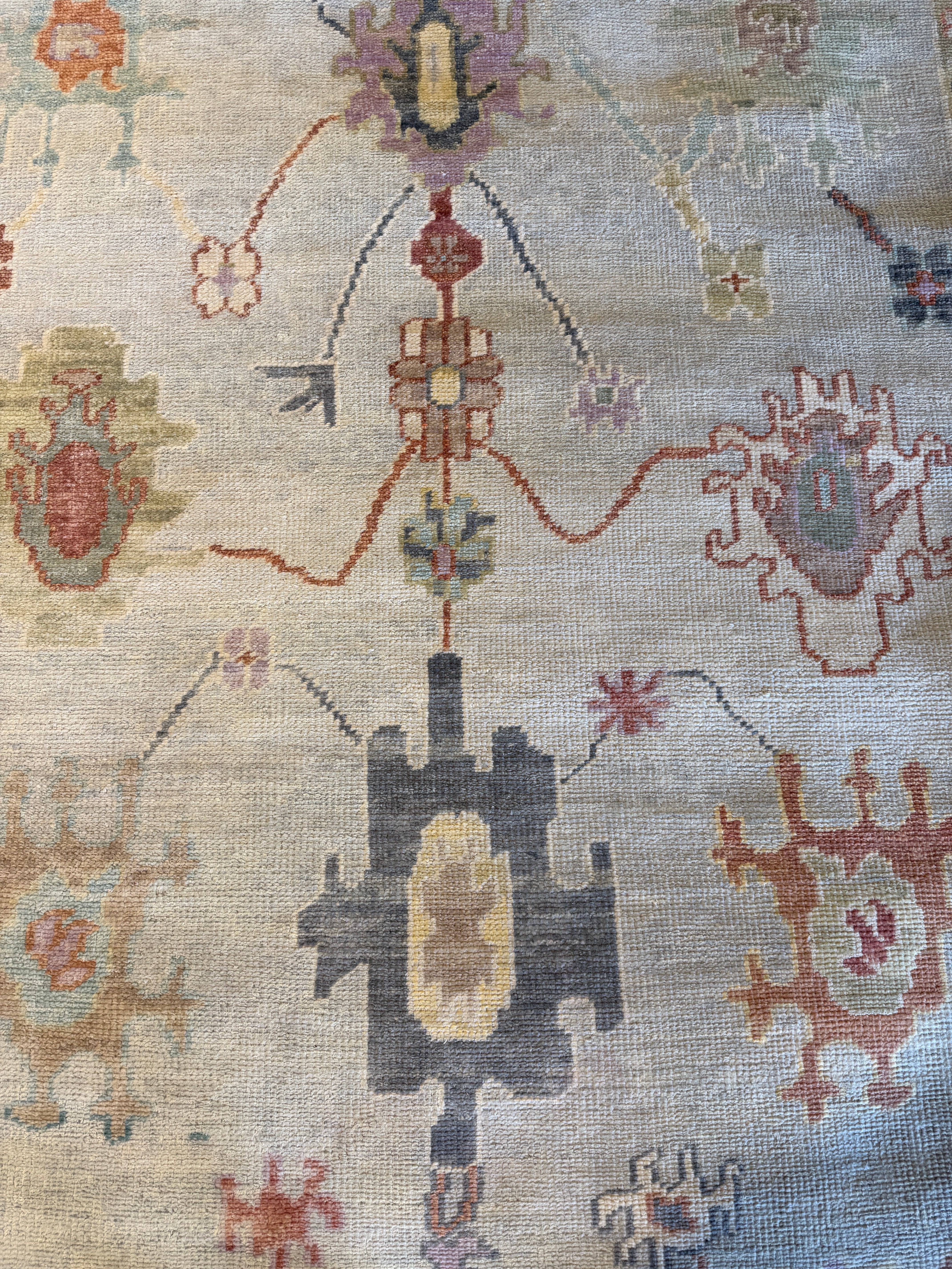 Julia Corden 8x10 Light Grey and Grey Hand-Knotted Oushak Rug