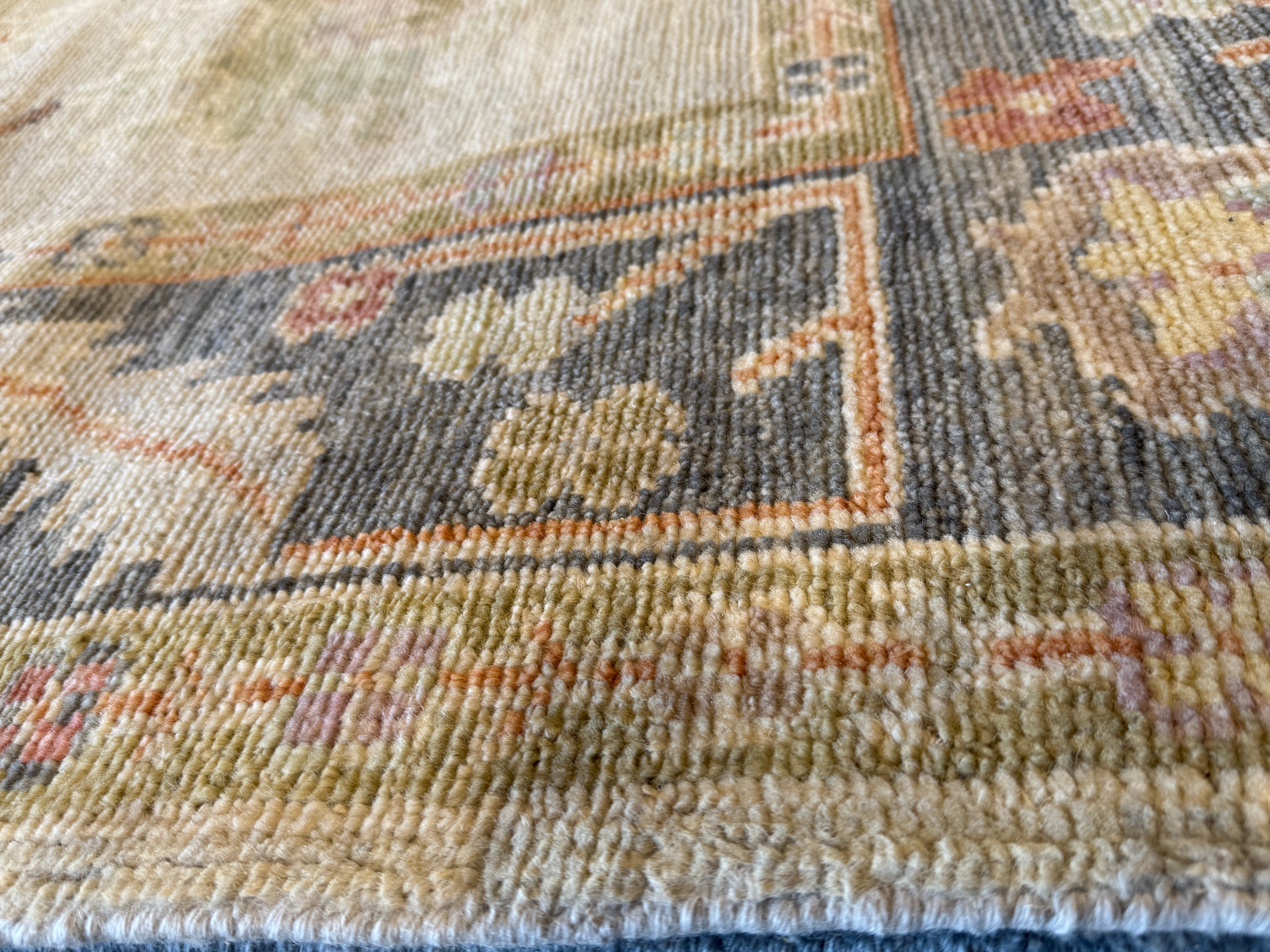 Julia Corden 8x10 Light Grey and Grey Hand-Knotted Oushak Rug