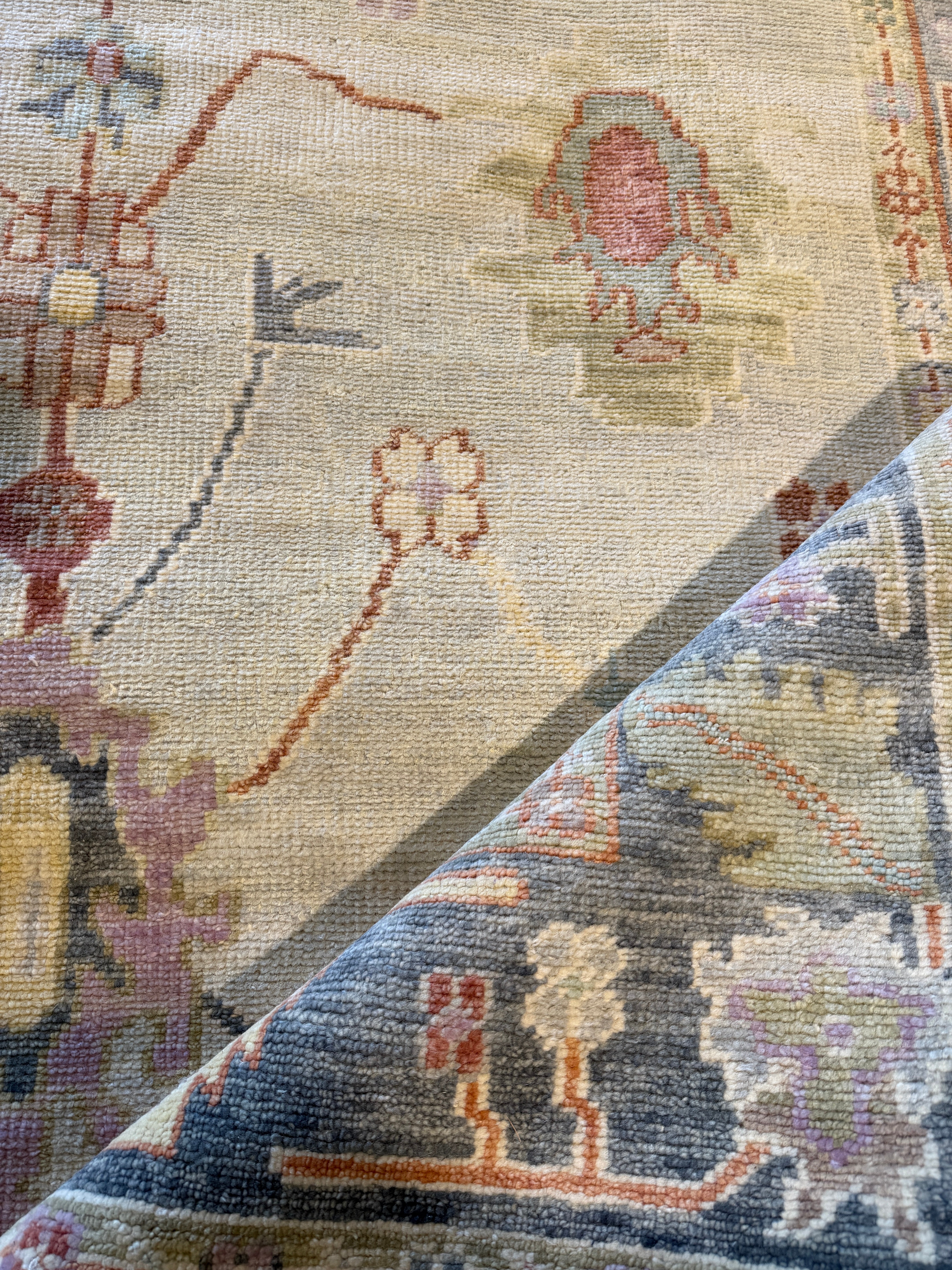 Julia Corden 8x10 Light Grey and Grey Hand-Knotted Oushak Rug