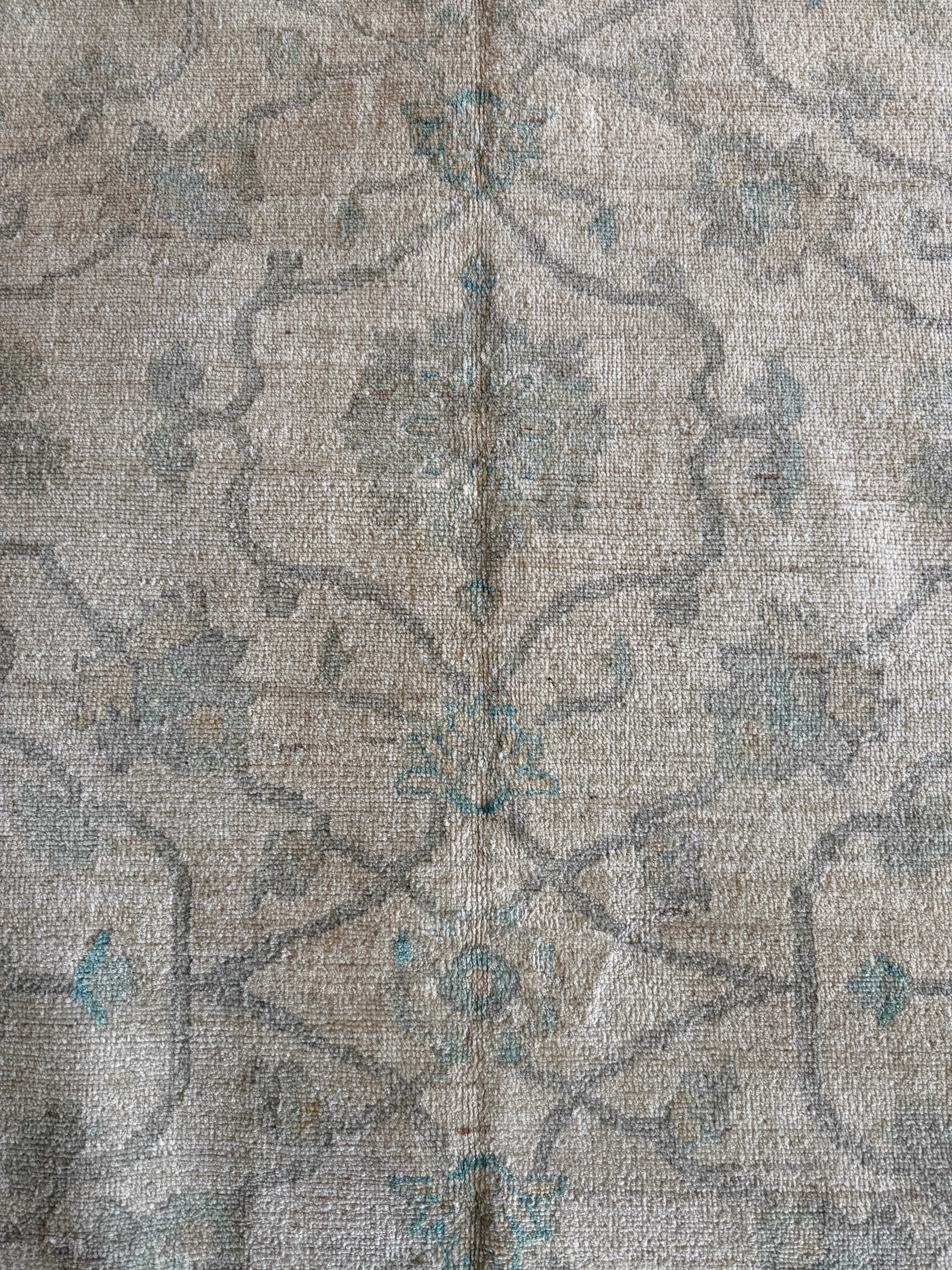 Paige Herschell 9.1x12.1 Blue & Cream Afghani Whitewashed Oushak
