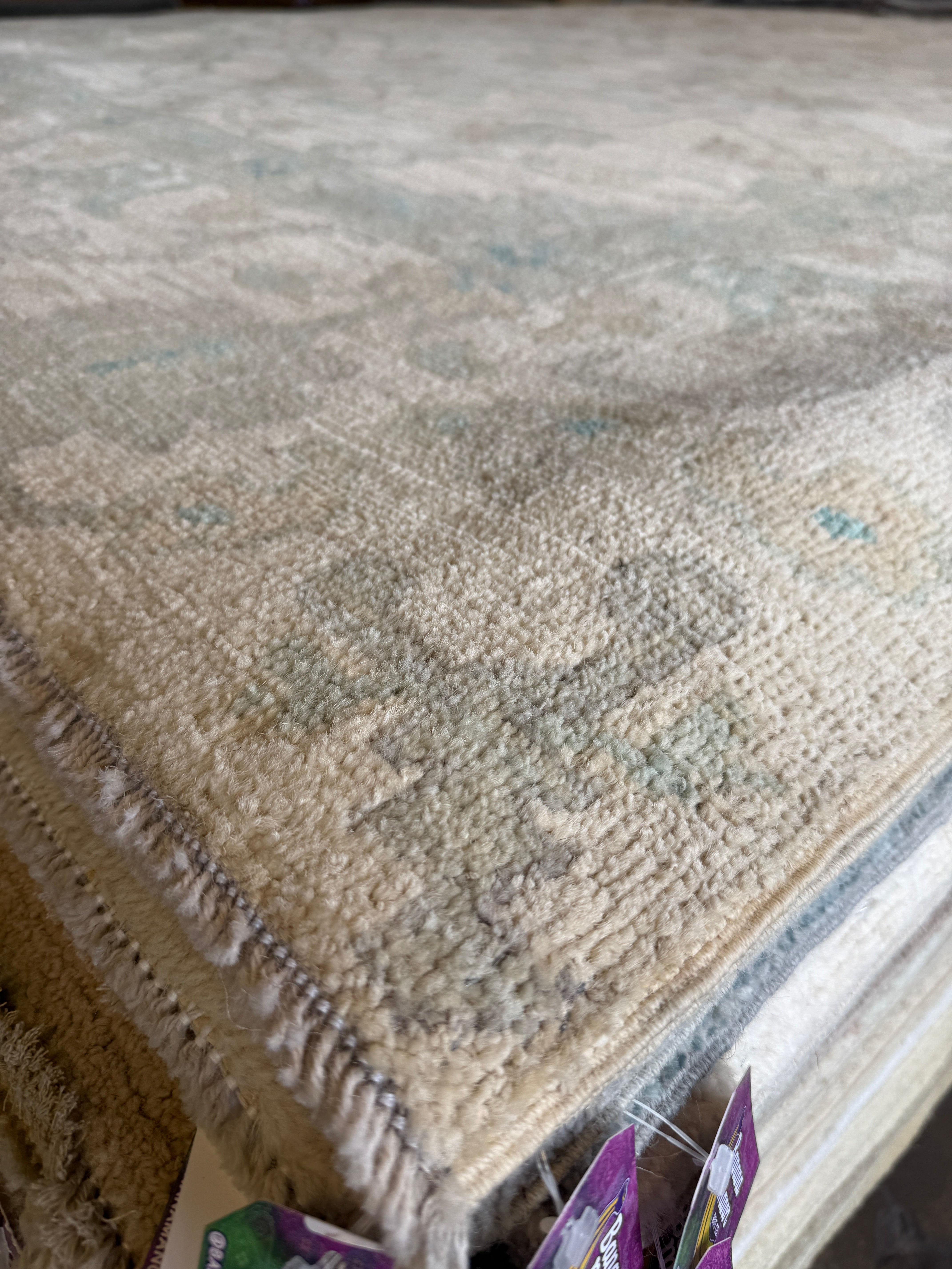Paige Herschell 9.1x12.1 Blue & Cream Afghani Whitewashed Oushak